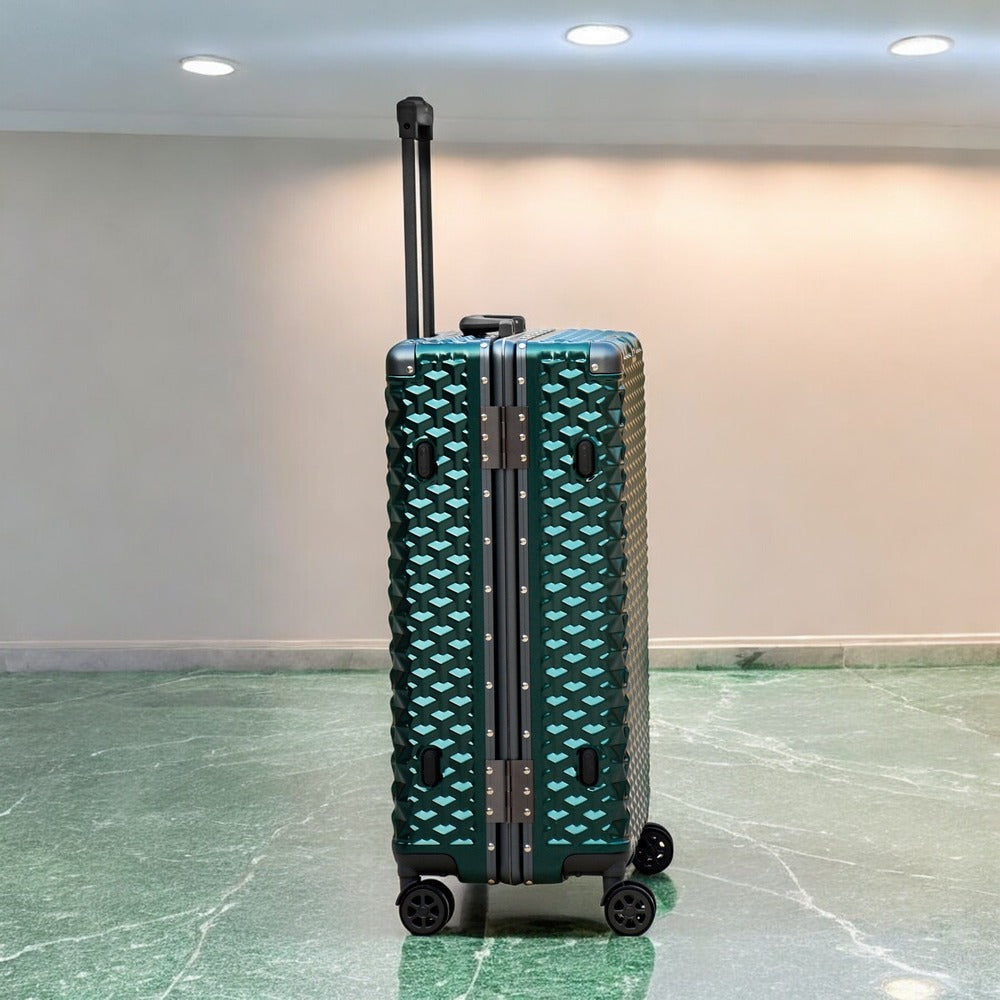 3 Piece Set 20" 24" 28 Inches Green Aluminium Framed 3D Diamond Hard Shell Without Zipper TSA Luggage