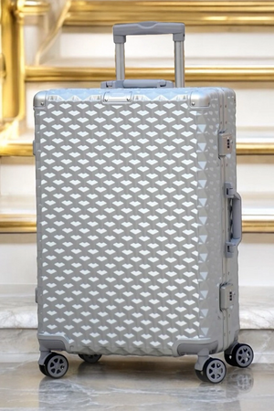 28 Inch Large Size Aluminium Framed 3D Diamond Hard Shell Without Zipper TSA Checked Luggage