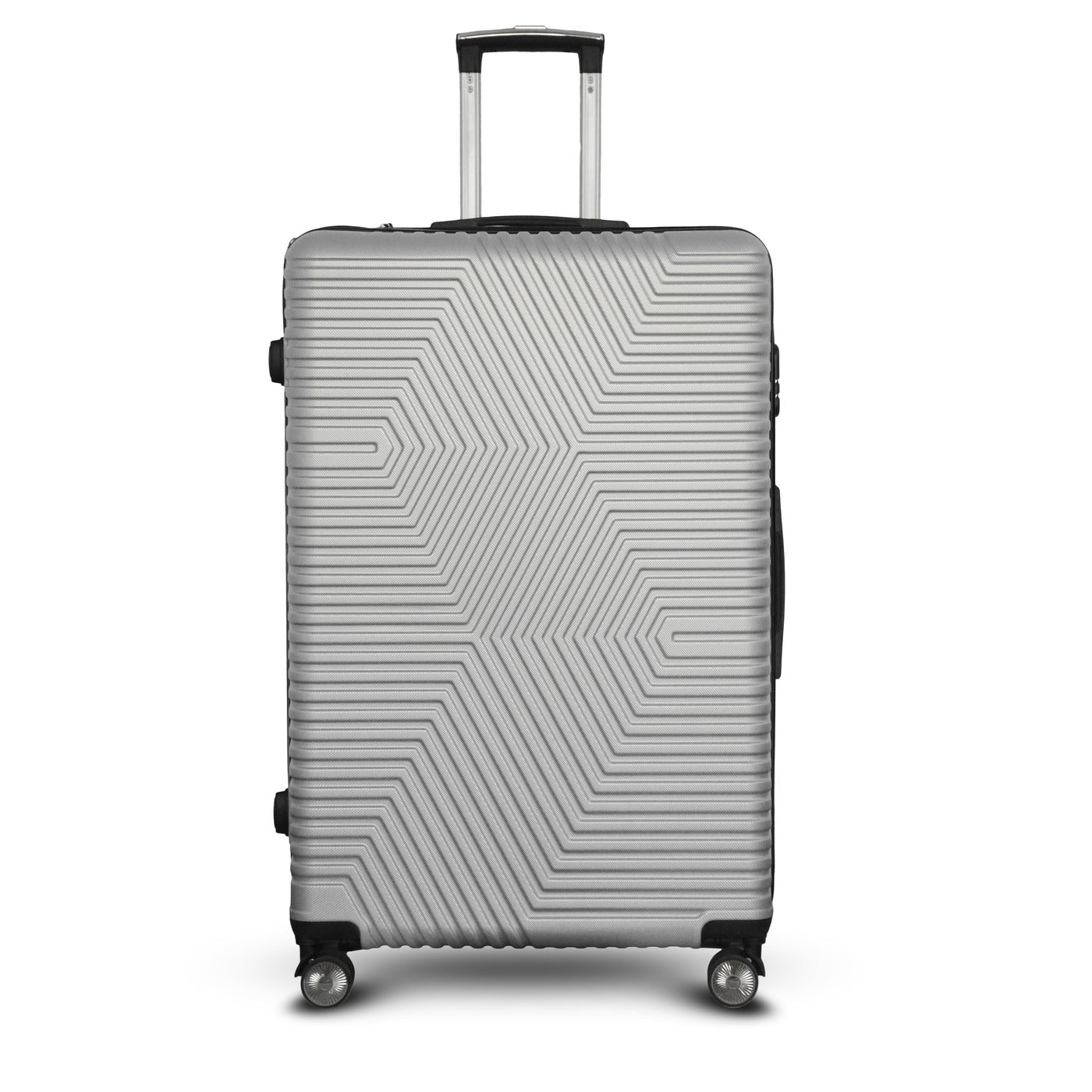 3 Piece Full Set  20" 24" 28 Inches Silver Colour Zig Zag ABS Lightweight Luggage Bag with Double Spinner Wheel