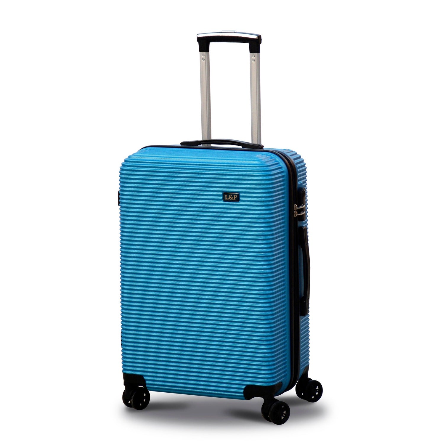 3 Piece Full Set 20" 24" 28 Inches Light Blue Colour JIAN ABS Line Lightweight Luggage Bag with Spinner Wheel