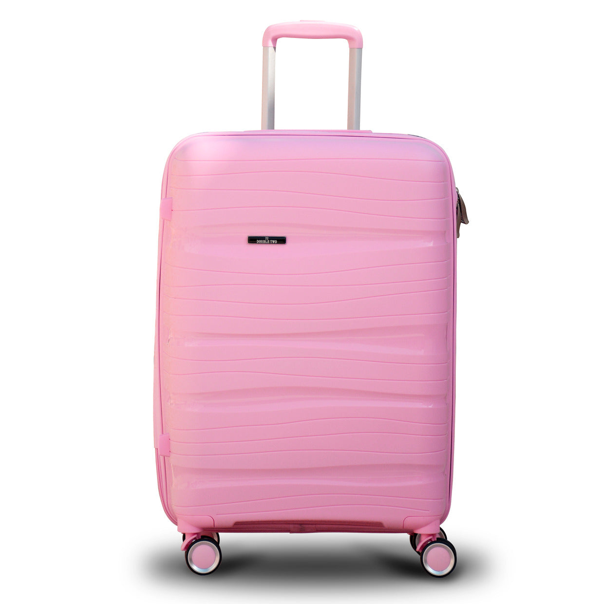 24" Pink Colour Royal PP Luggage Lightweight Hard Case Trolley Bag with Double Spinner Wheel