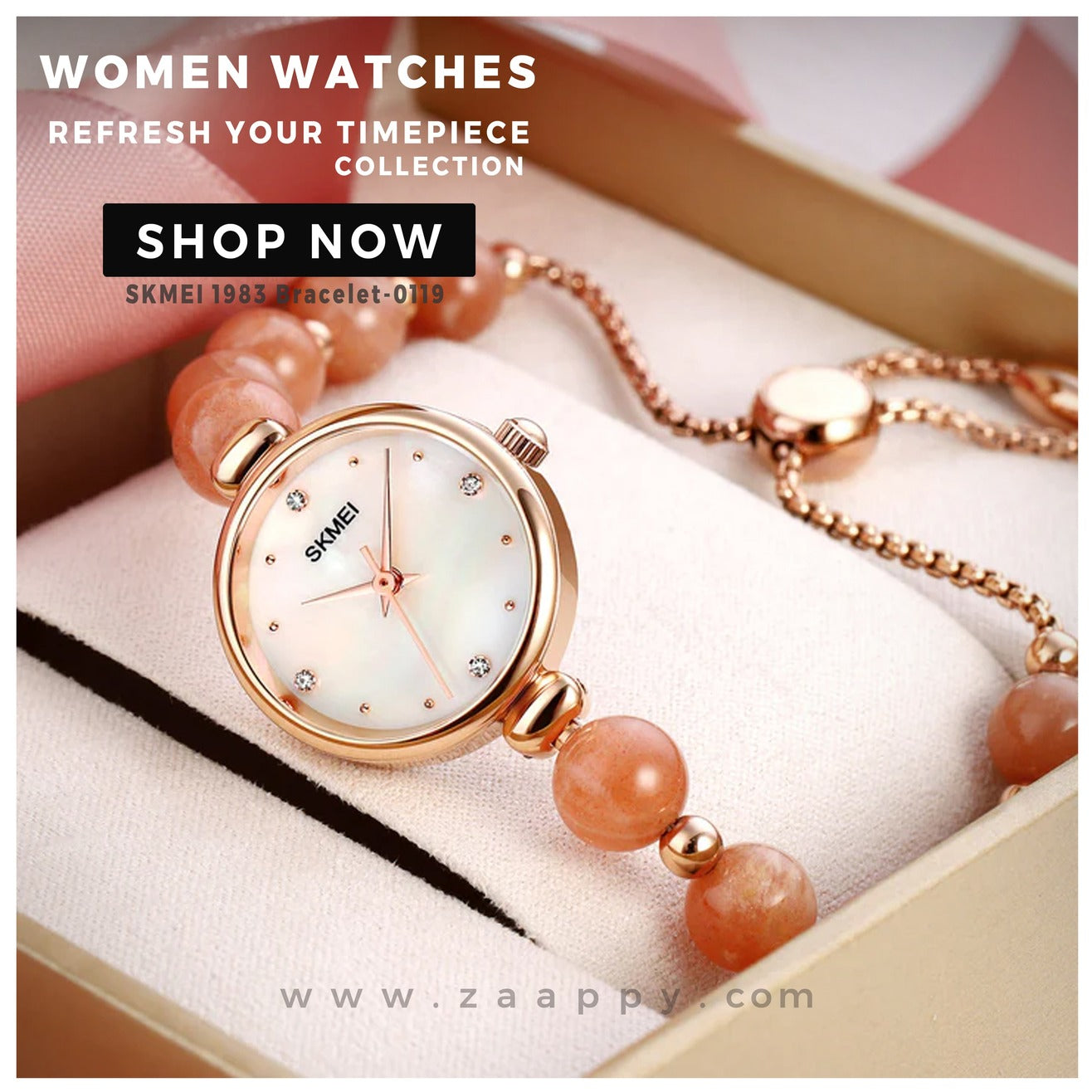 SKMEI 1981 Romantic Style Bracelet Quarts Women's Fashion Watch zaappy.com
