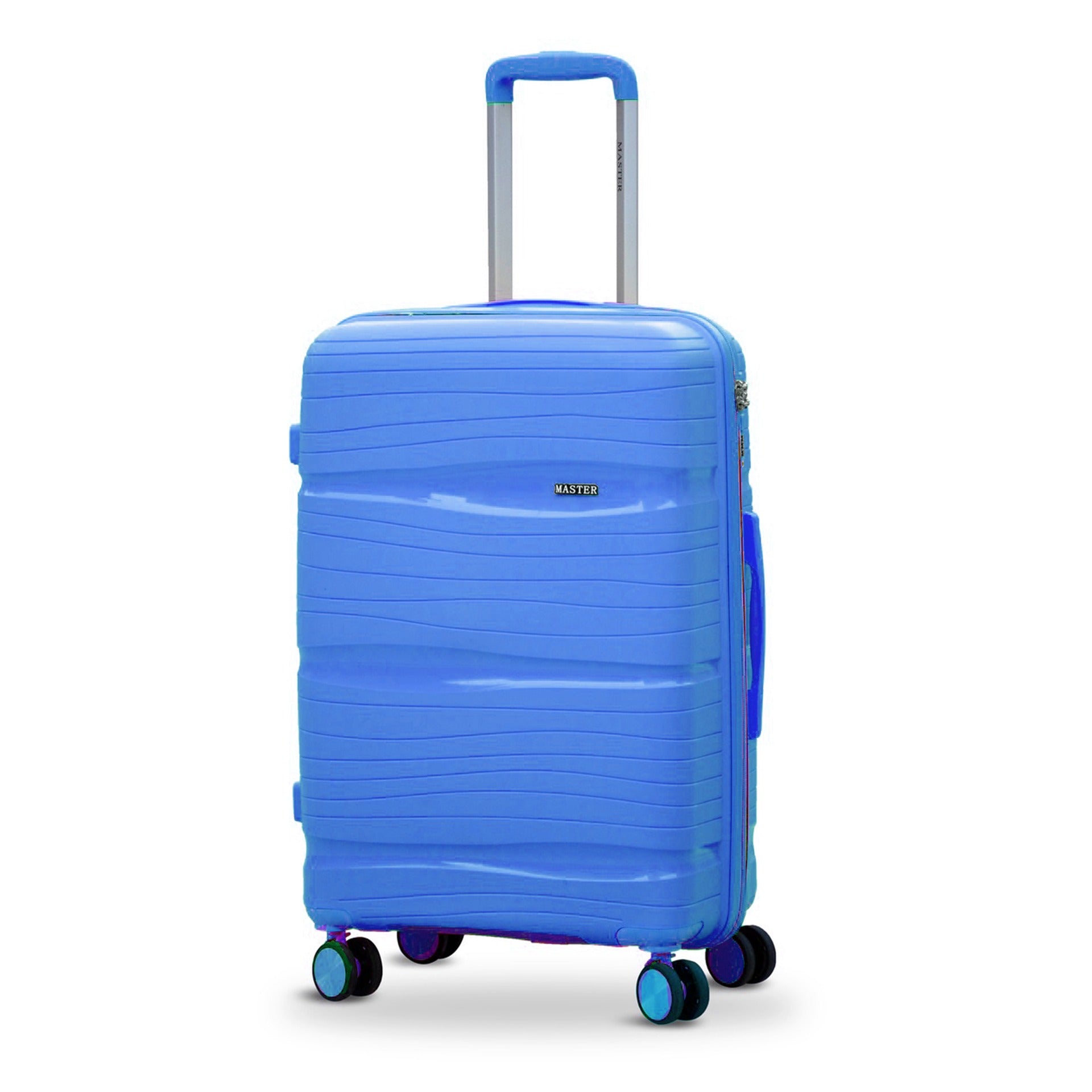 3 Piece Full Set 20" 24" 28 Inches Sky Blue Colour Royal PP Luggage lightweight Hard Case Trolley Bag with Double Spinner Wheel