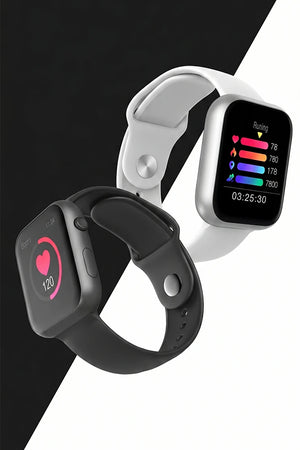 Smart Watch Men Sports | Wired Charger Type | Black and White Strap Included