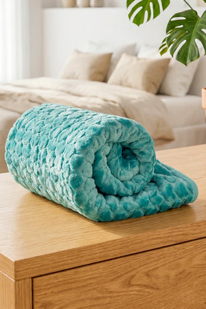Soft Embossed Double Bed Blanket | Heart Design | 1.6 Kg