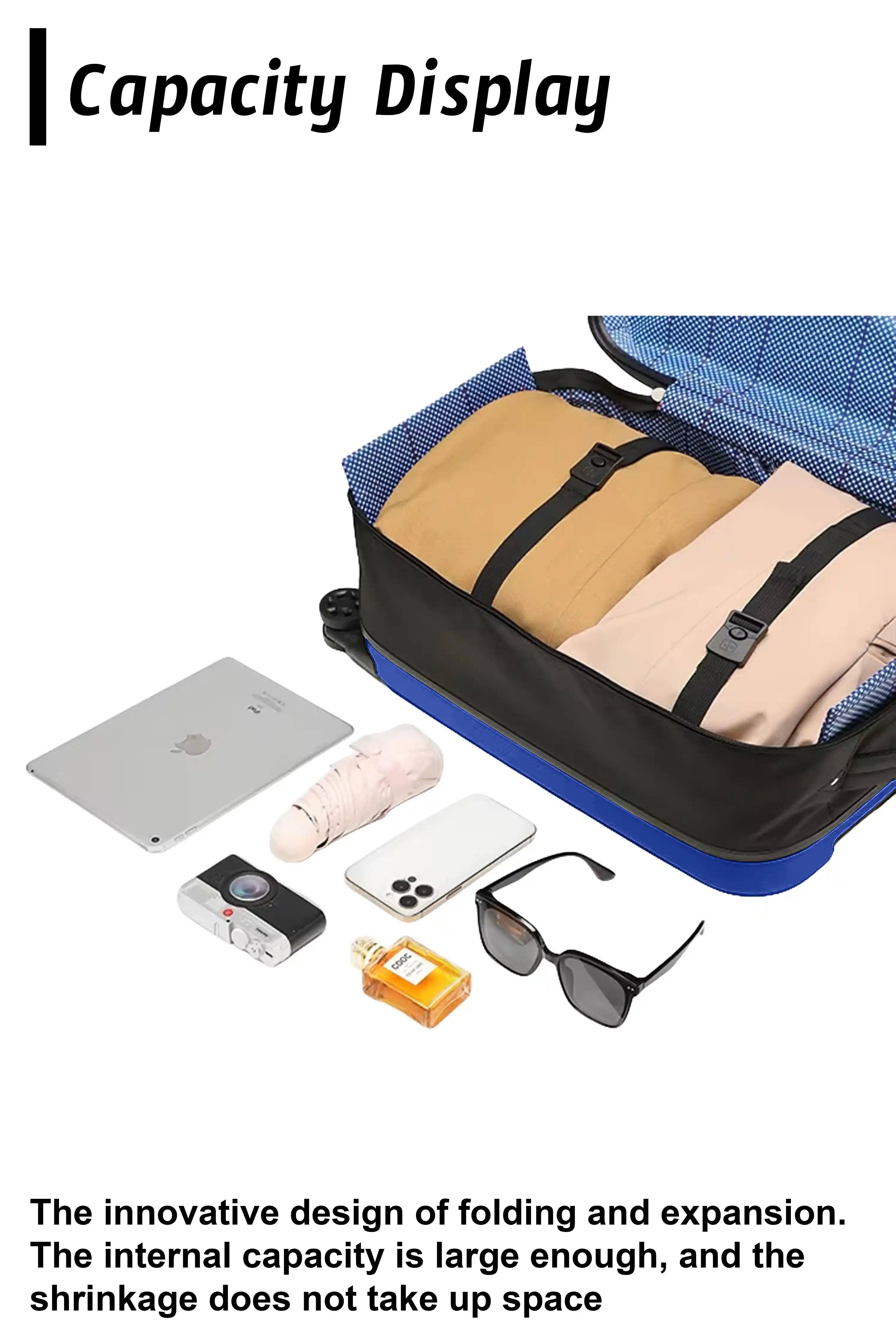 20 Inch Space Saving ABS Foldable Lightweight Carry On Luggage With Silent Spinner Wheels