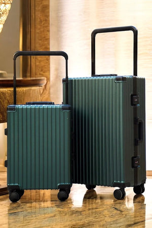 Spinner Hard Shell without Zipper Suitcase | 2 Piece Set 20, 28 Inch Aluminium Framed Wide Handle Luggage