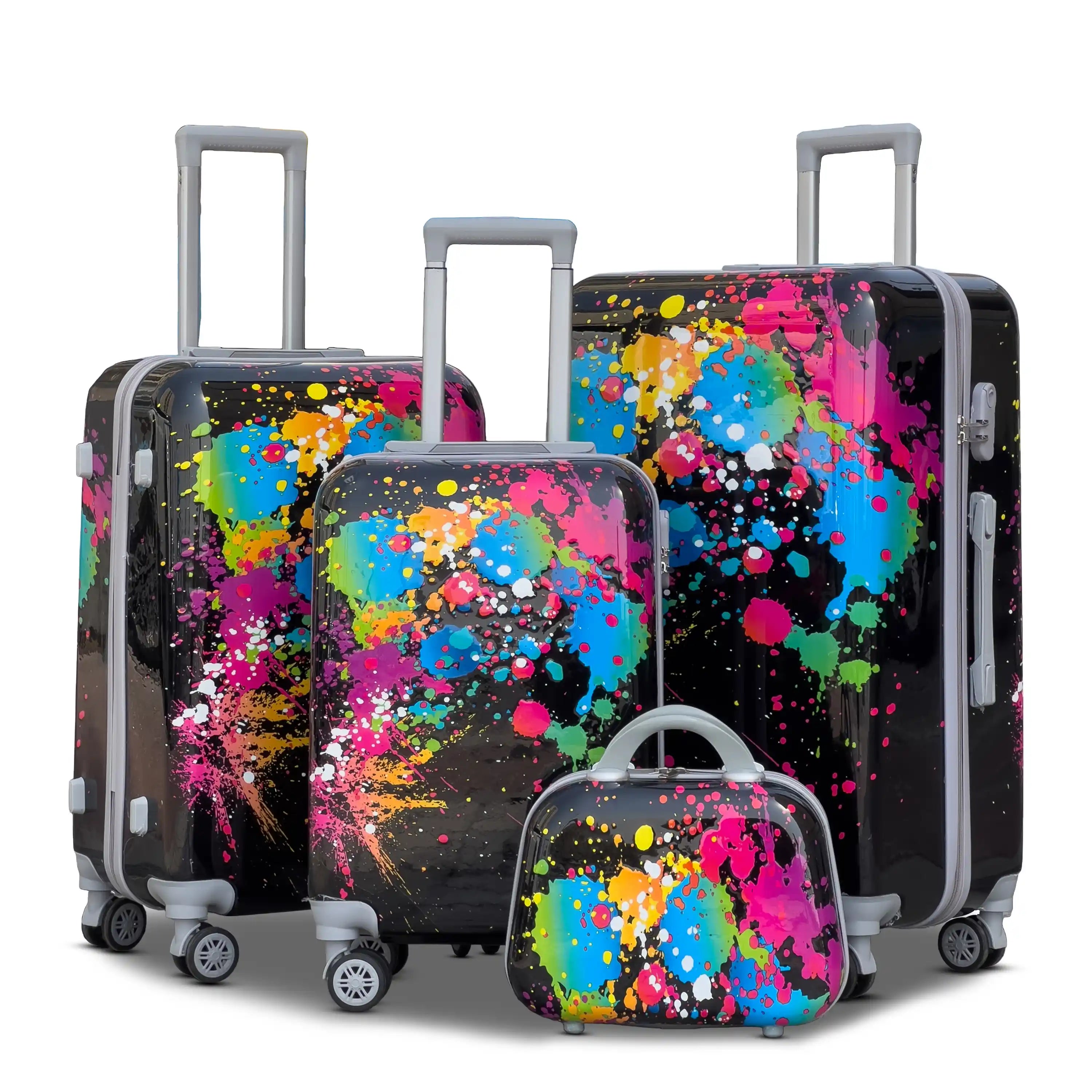 Printed Splash Paint 4 Pcs Set 7, 20, 24 and 28 Inches Travel Luggage Bag | Splash Paint Printed Suitcase