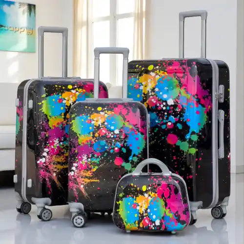 Printed Splash Paint 4 Pcs Set 7, 20, 24 and 28 Inches Travel Luggage Bag | Splash Paint Printed Suitcase