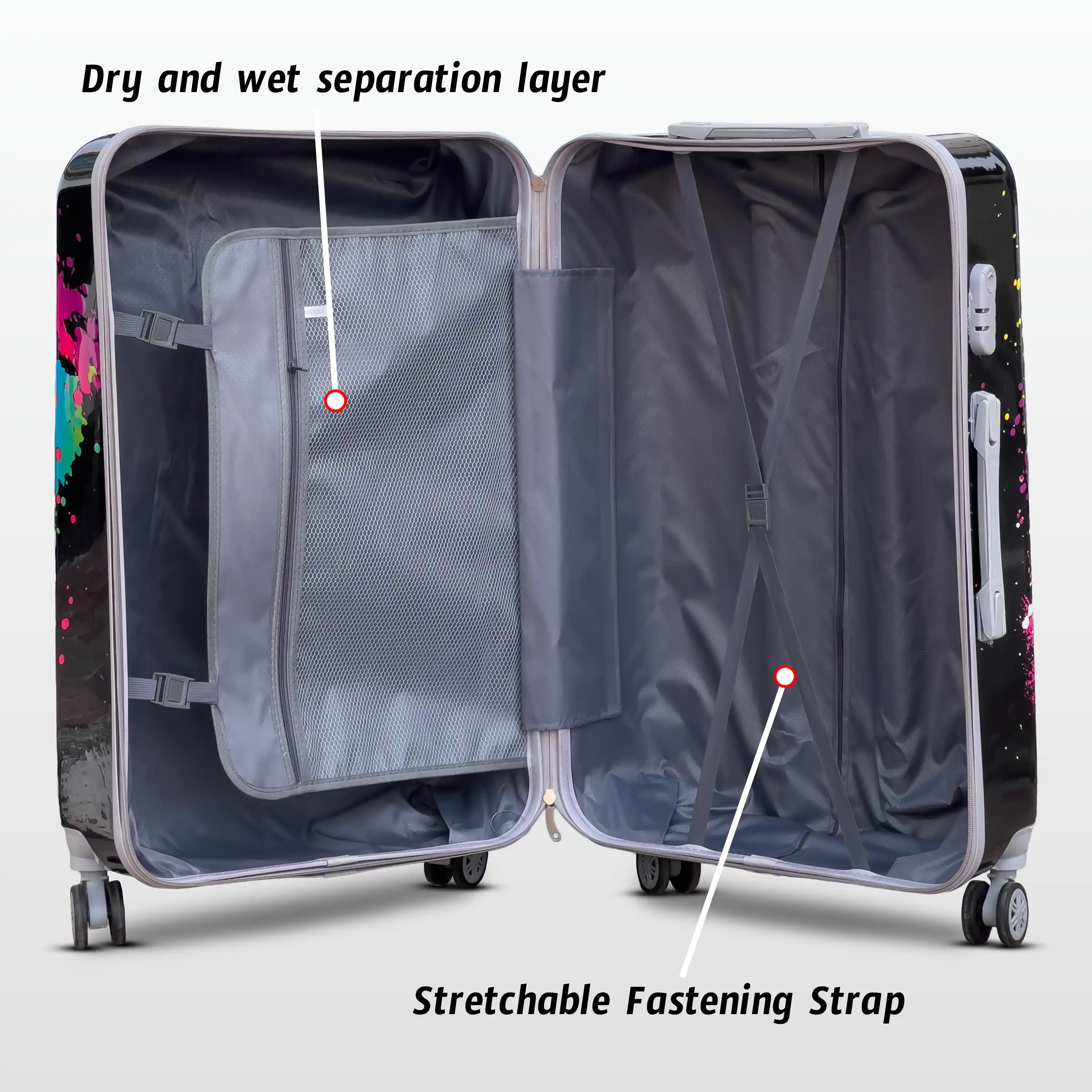 Printed Splash Paint 4 Pcs Set 7, 20, 24 and 28 Inches Travel Luggage Bag | Splash Paint Printed Suitcase