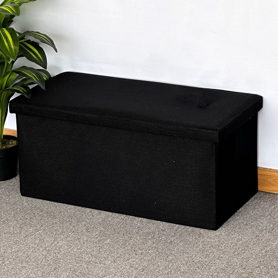 Multifunctional Footrest Stool | Folding Organizer Storage Box Zaappy black