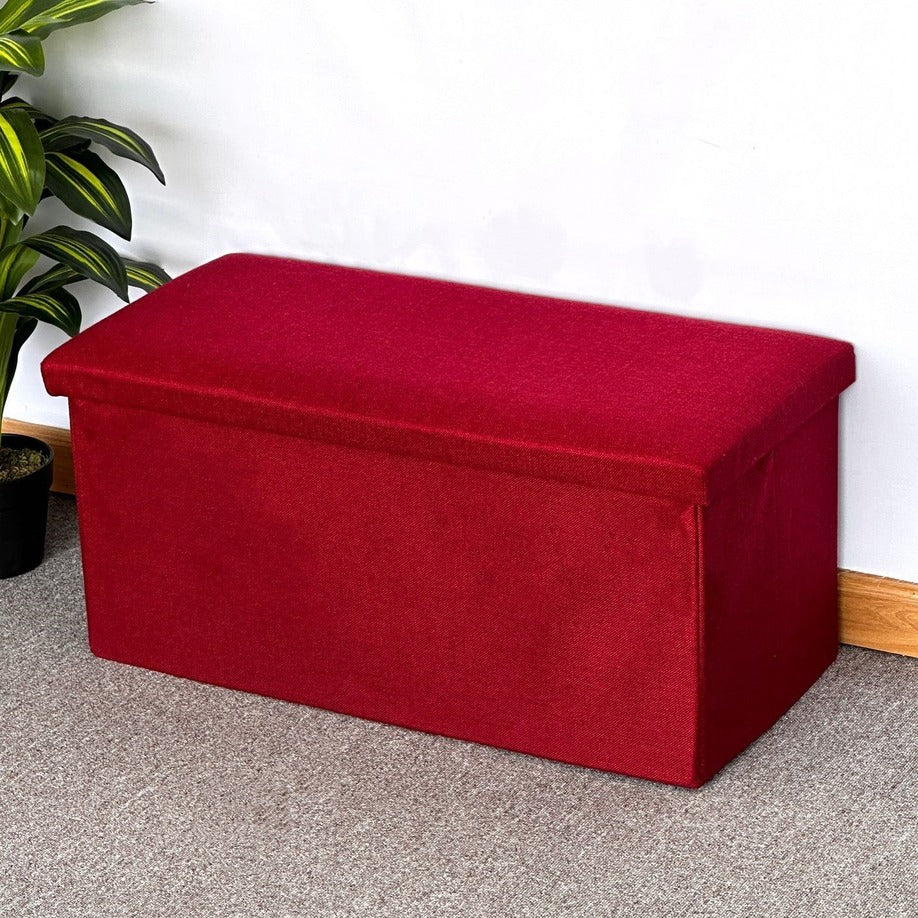 Multifunctional Footrest Stool | Folding Organizer Storage Box Zaappy red