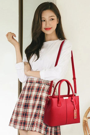 Stylish Large Capacity Women PU Leather F Plane Tote Shoulder Bag With Pendant