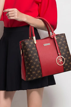 Stylish Tote Bag for Women | S Check C Plane Shoulder Bag with Free Smartwatch | Red