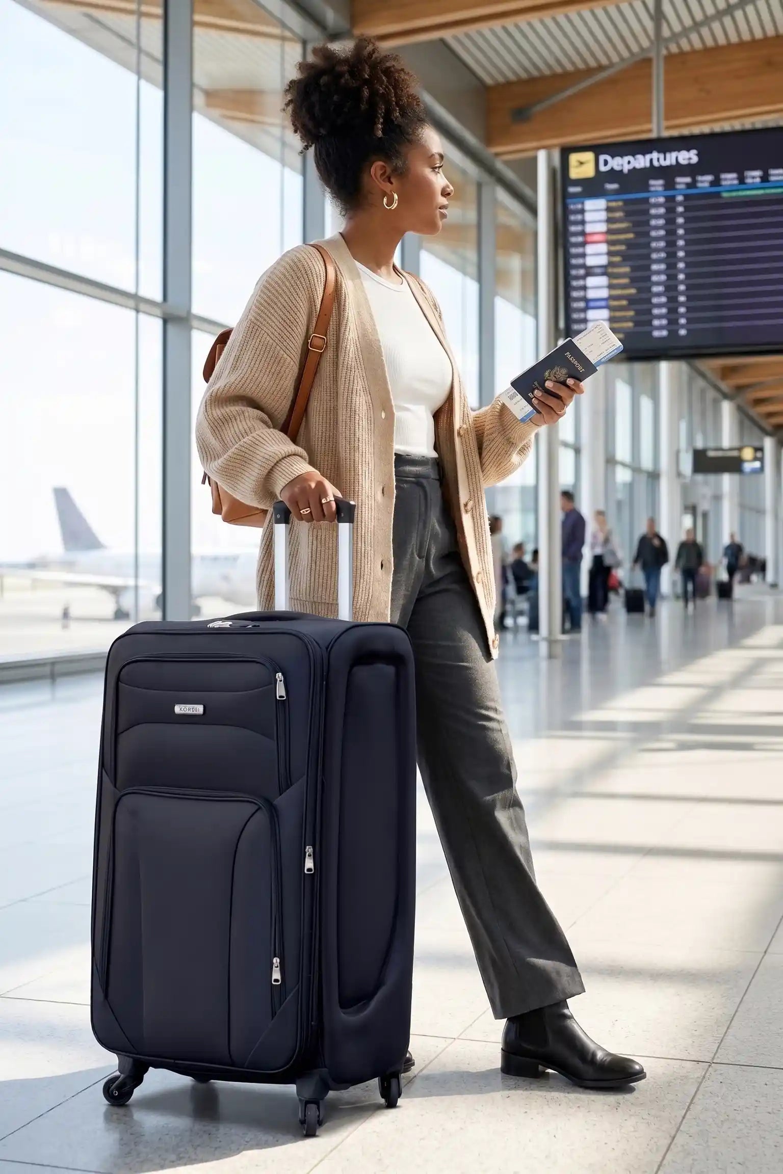 Swift Soft Shell Luggage Lightweight 4 Pcs Set (20/24/28/32 Inch) Expandable Suitcase With Combination Lock And Spinner Wheels