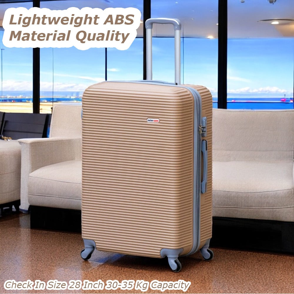 3 Piece Full Set 20" 24" 28 Inches EXP Line ABS Lightweight Luggage Bag With Spinner Wheel Zaappy