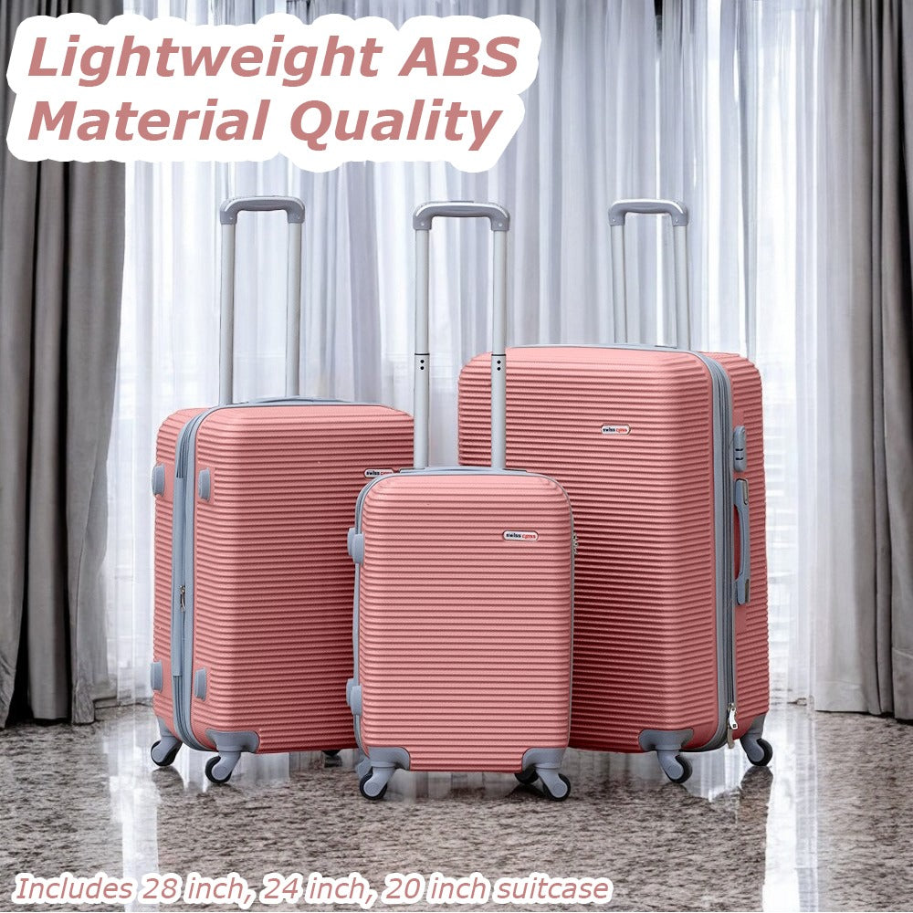 3 Piece Full Set 20" 24" 28 Inches EXP Line ABS Lightweight Luggage Bag With Spinner Wheel Zaappy