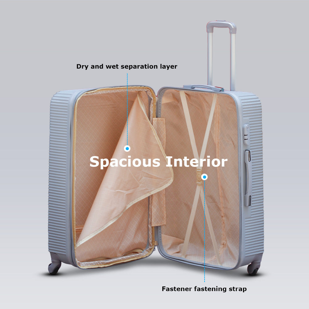 3 Piece Full Set 20" 24" 28 Inches EXP Line ABS Lightweight Luggage Bag With Spinner Wheel Zaappy