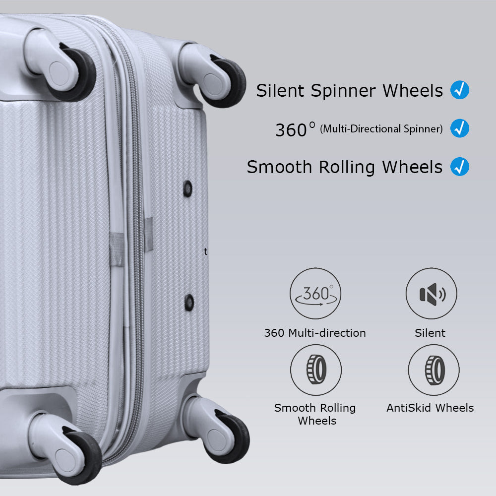 3 Piece Full Set 20" 24" 28 Inches EXP Line ABS Lightweight Luggage Bag With Spinner Wheel Zaappy
