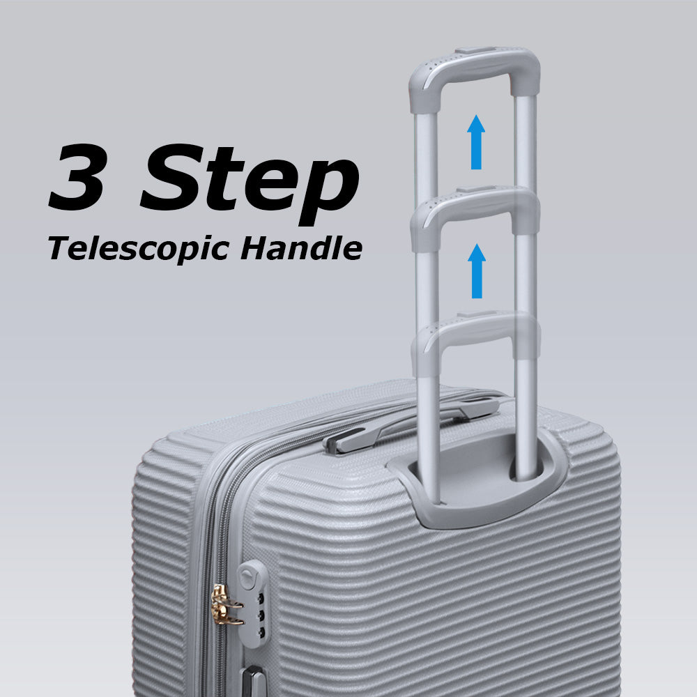 3 Piece Full Set 20" 24" 28 Inches EXP Line ABS Lightweight Luggage Bag With Spinner Wheel Zaappy