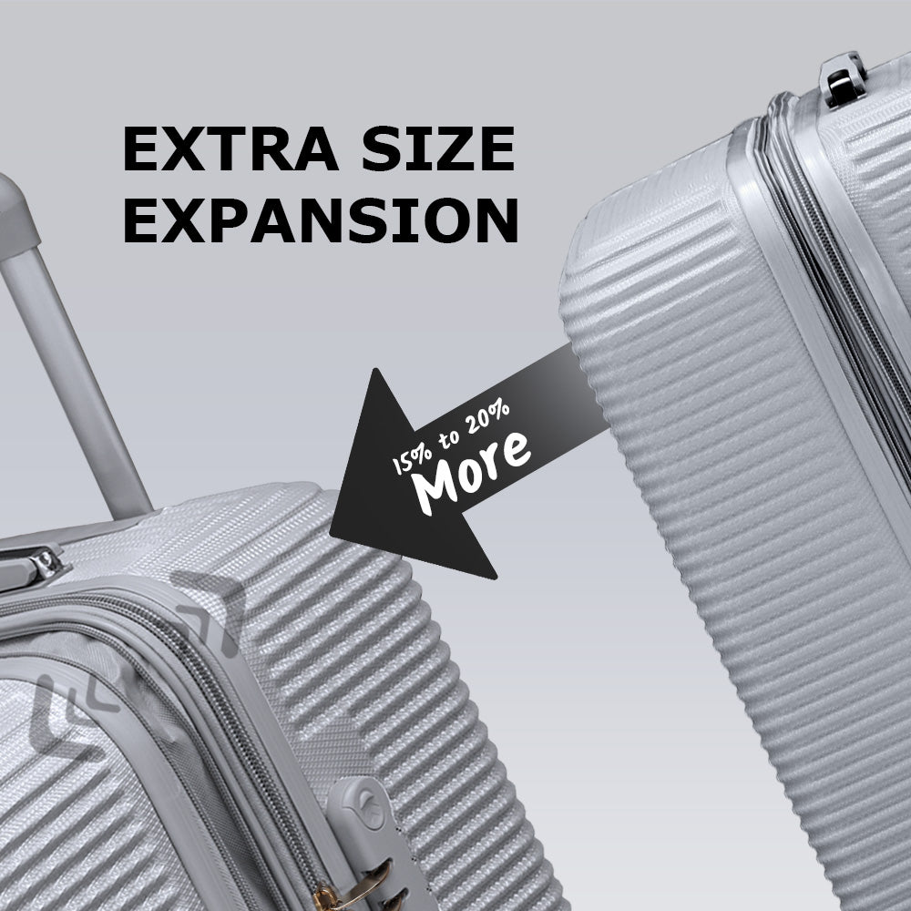 3 Piece Full Set 20" 24" 28 Inches EXP Line ABS Lightweight Luggage Bag With Spinner Wheel Zaappy