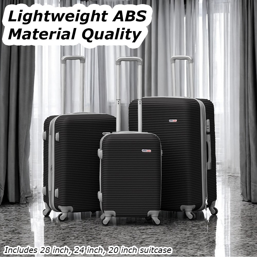 3 Piece Full Set 20" 24" 28 Inches EXP Line ABS Lightweight Luggage Bag With Spinner Wheel Zaappy