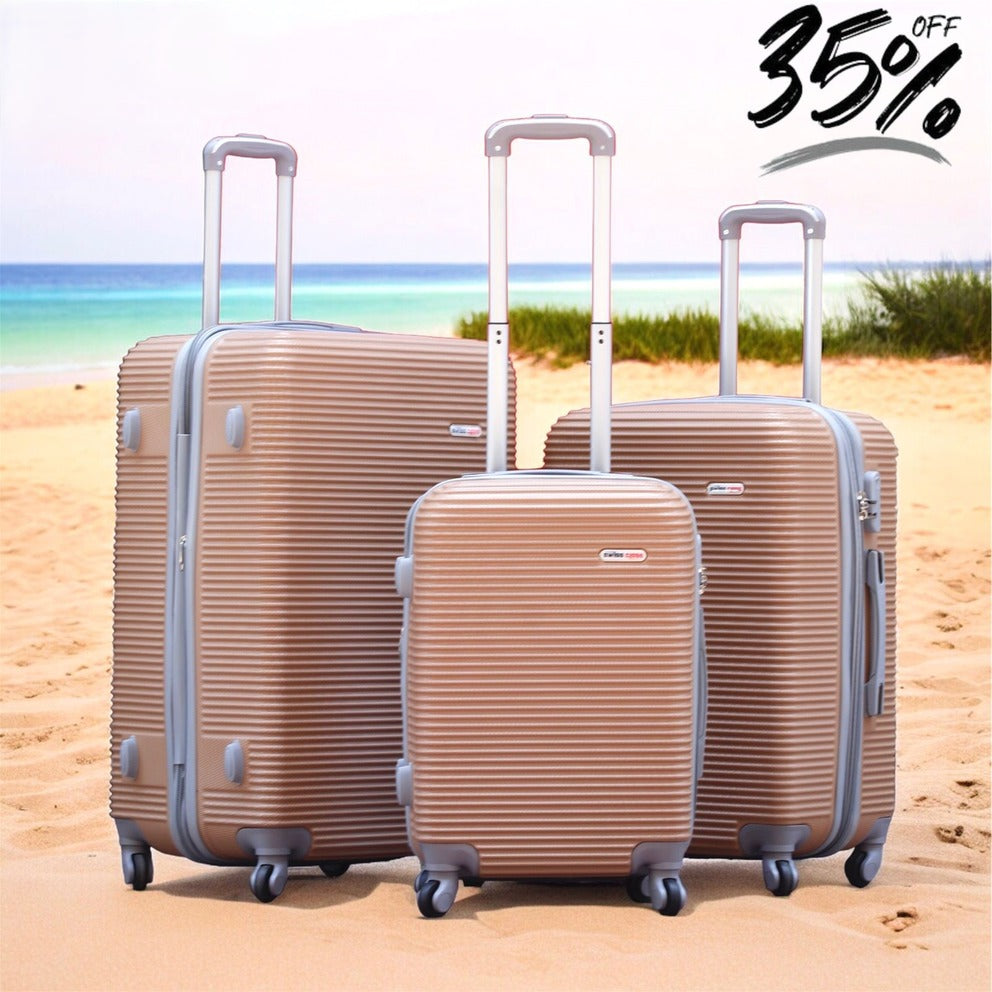 3 Piece Full Set 20" 24" 28 Inches EXP Line ABS Lightweight Luggage Bag With Spinner Wheel Zaappy