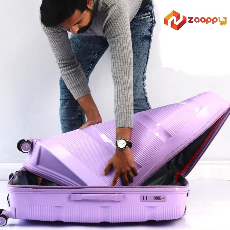  Thin Line PP Unbreakable Luggage Bag With Double Spinner Wheel Zaappy