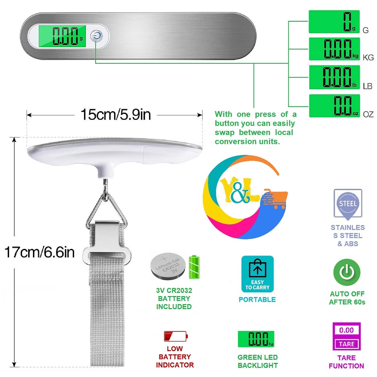 Digital Portable Hanging T shaped Weighing Scale For Luggage | Luggage Weight Machine Zaappy