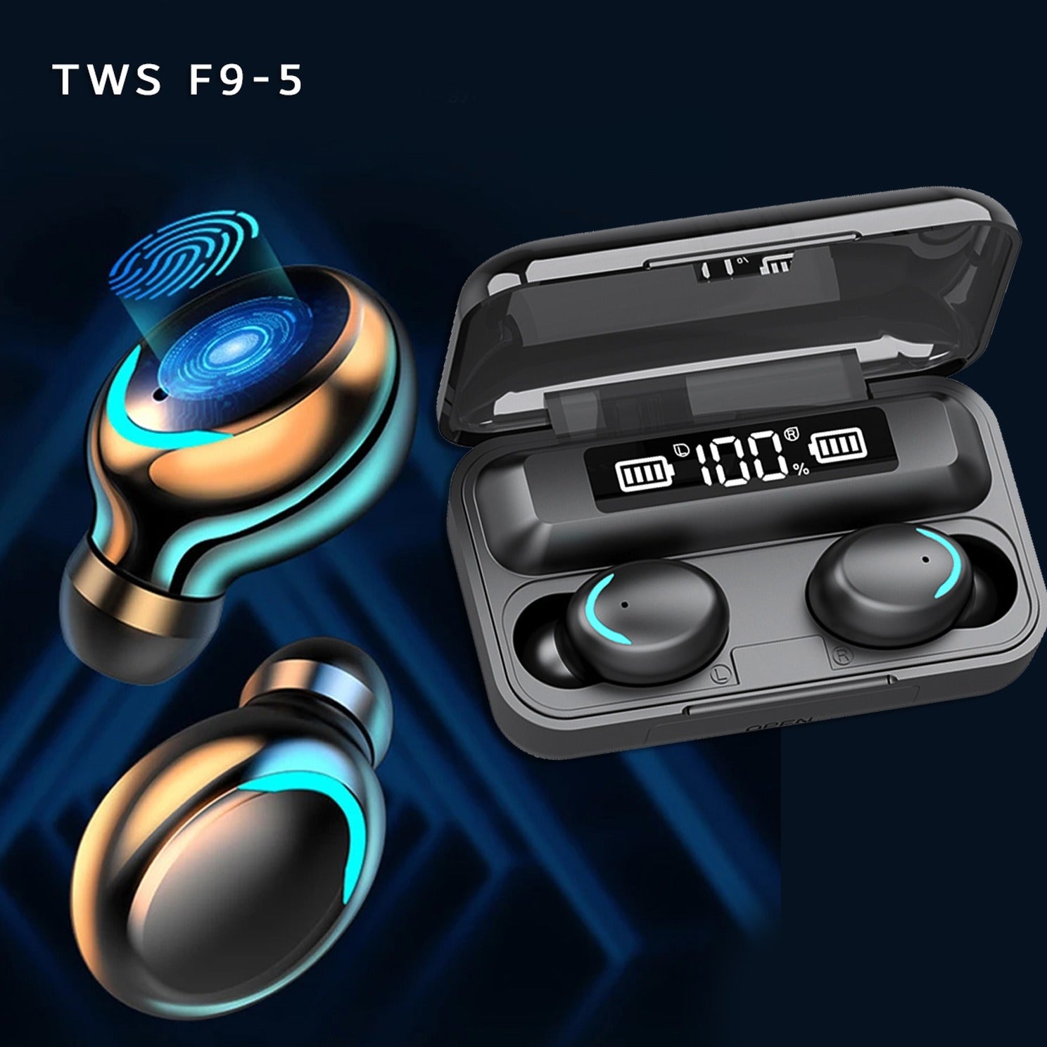 F9-8-TWS Wireless Rechargeable Bluetooth 5.0 Earbuds With Microphone Charging Box | Buy 2 Get 1 Free