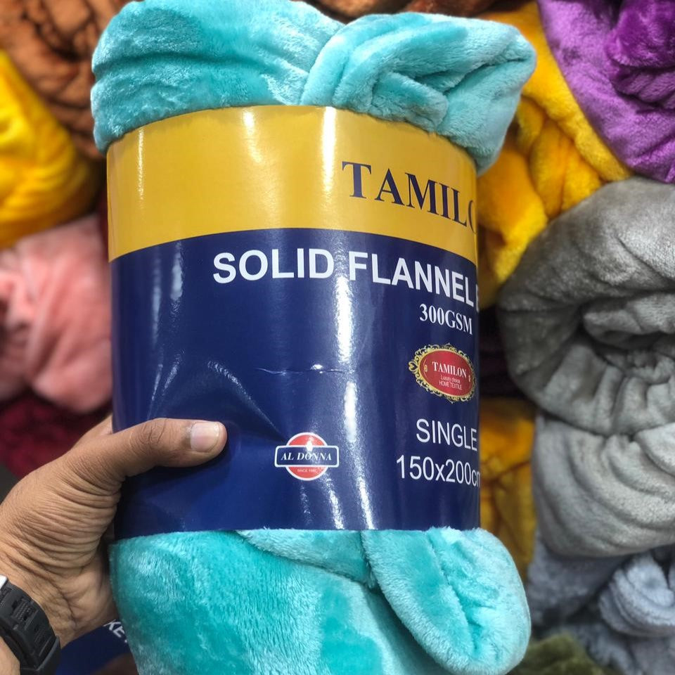 Tamilon Solid Flannel Blanket Single Size 150 x 200cm