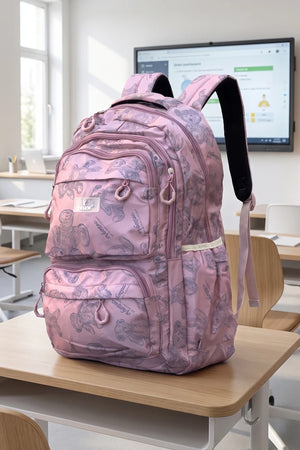 Cute Teddy Print Backpack Bag, Lightweight Water-Resistant with Multiple Compartments, Adjustable Padded Straps, Travel Daypack for School, College & Daily Use