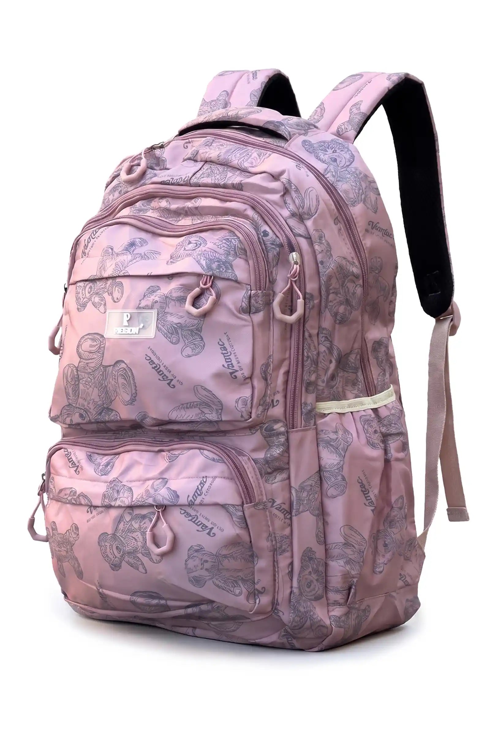 Cute Teddy Print Backpack Bag, Lightweight Water-Resistant with Multiple Compartments, Adjustable Padded Straps, Travel Daypack for School, College & Daily Use