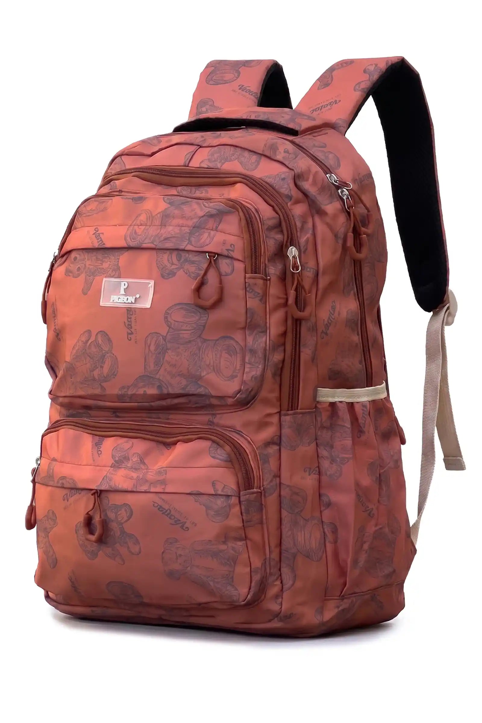 Cute Teddy Print Backpack Bag, Lightweight Water-Resistant with Multiple Compartments, Adjustable Padded Straps, Travel Daypack for School, College & Daily Use
