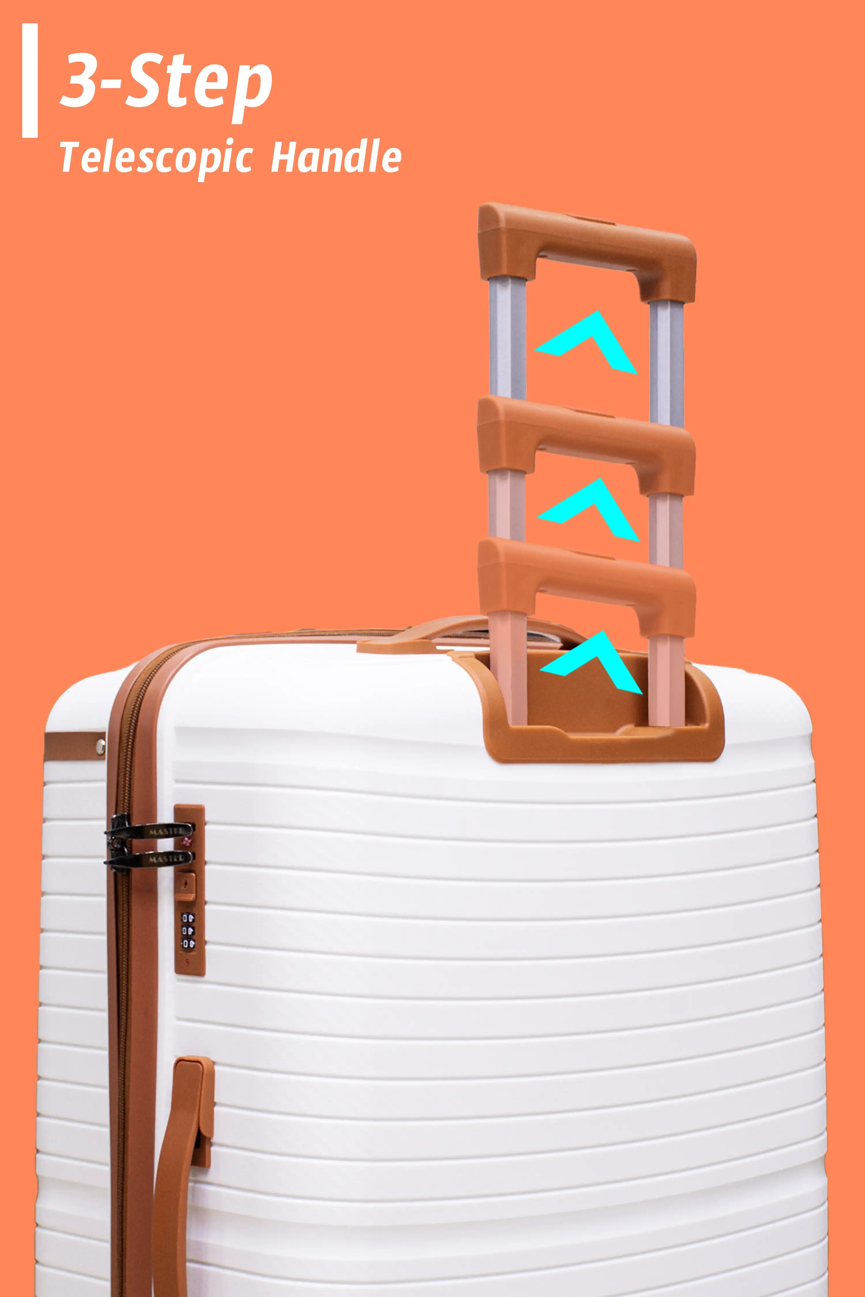 Textured 3 Pcs Set Hard Side Luggage Unbreakable PP Suitcase with Spinner Wheels