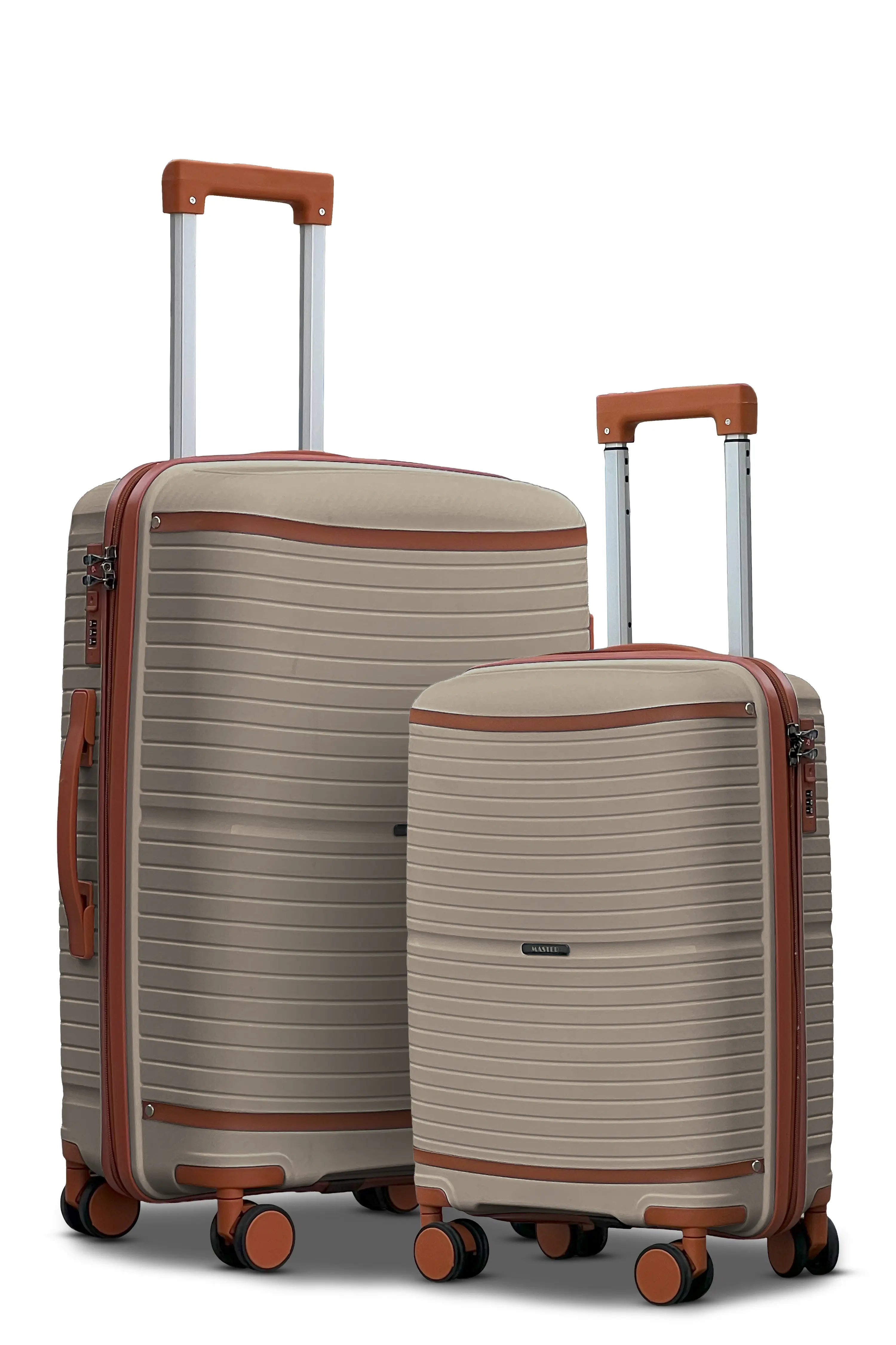 Textured 3 Pcs Set Hard Side Luggage Unbreakable PP Suitcase with Spinner Wheels