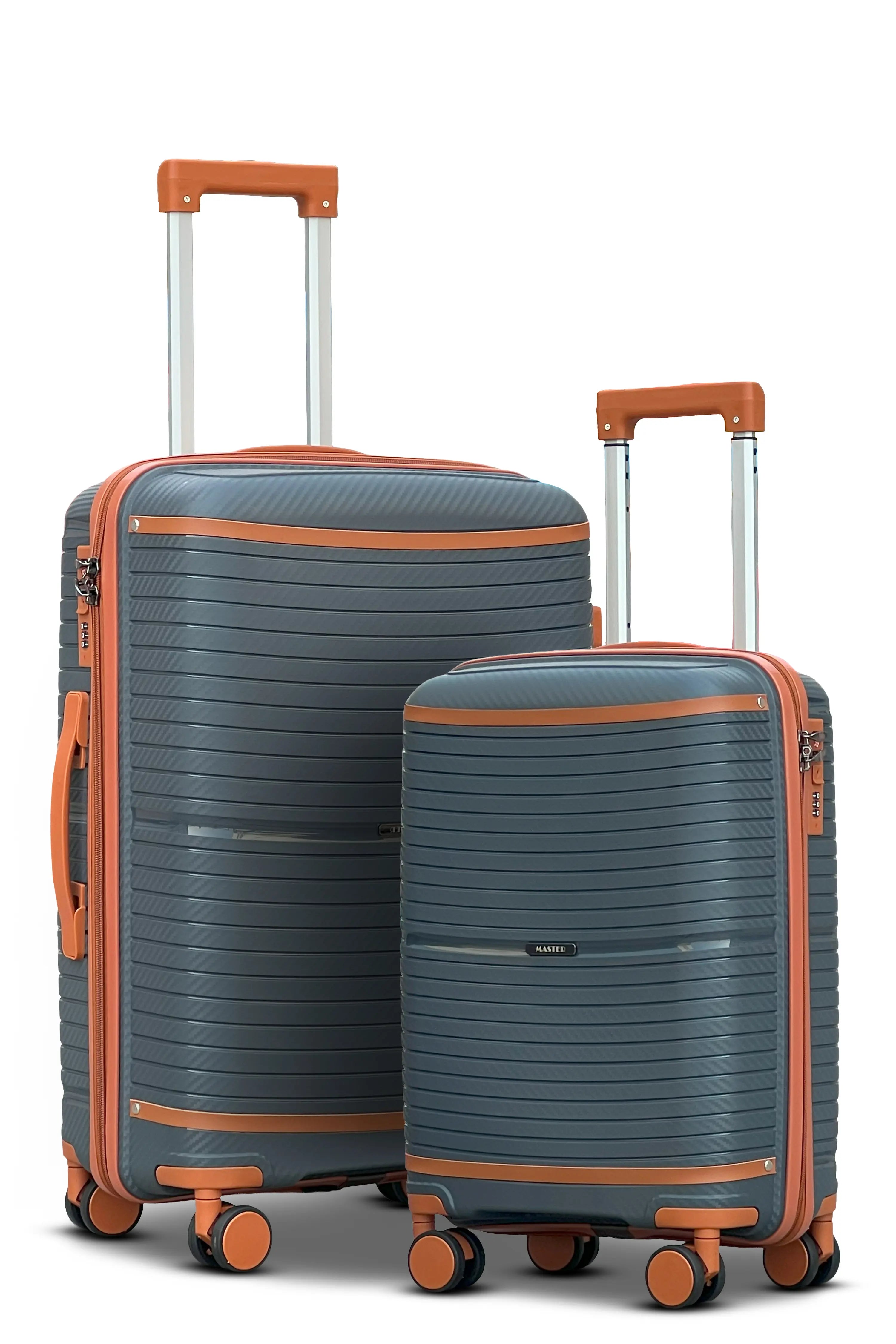 Textured 3 Pcs Set Hard Side Luggage Unbreakable PP Suitcase with Spinner Wheels