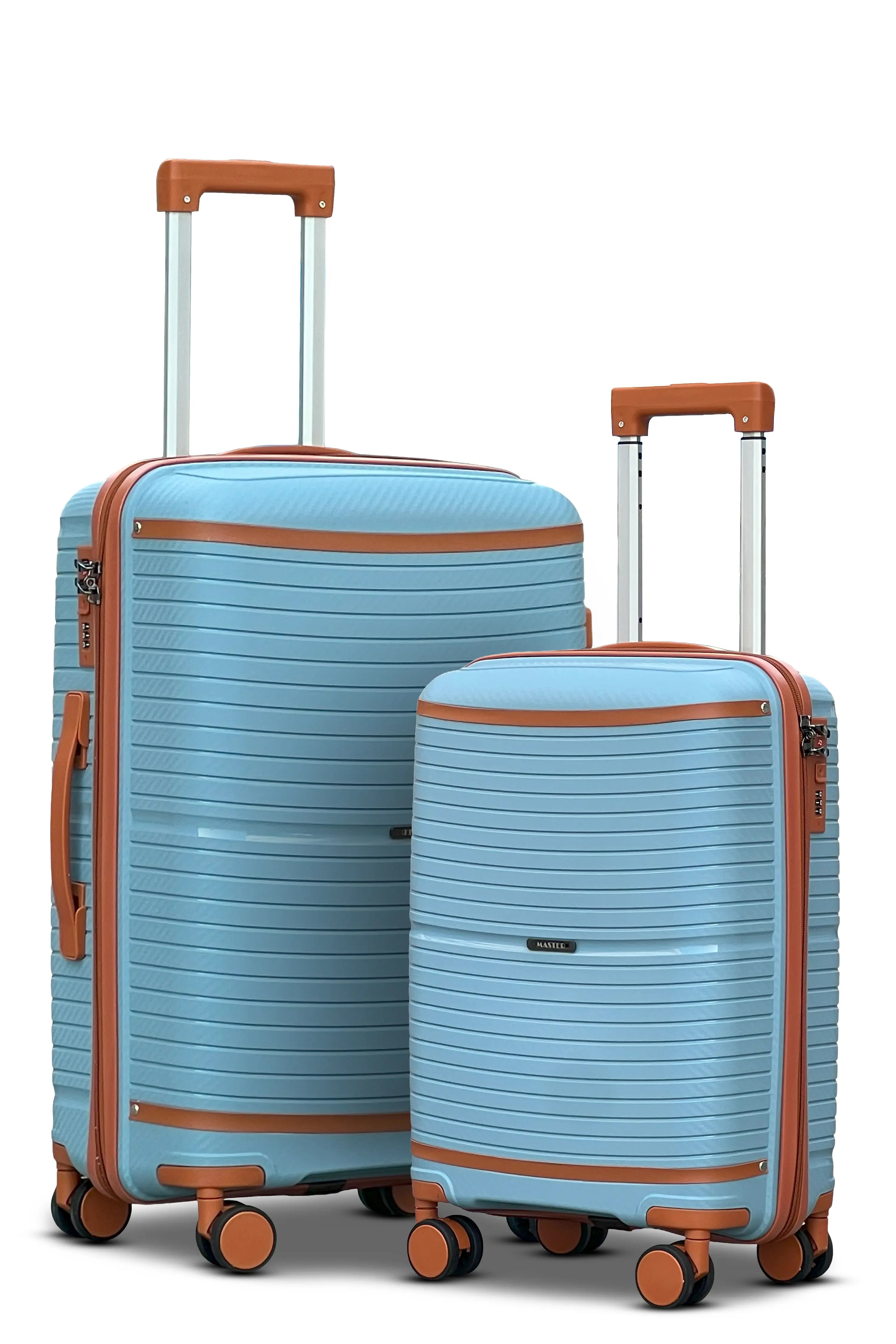 Textured 3 Pcs Set Hard Side Luggage Unbreakable PP Suitcase with Spinner Wheels