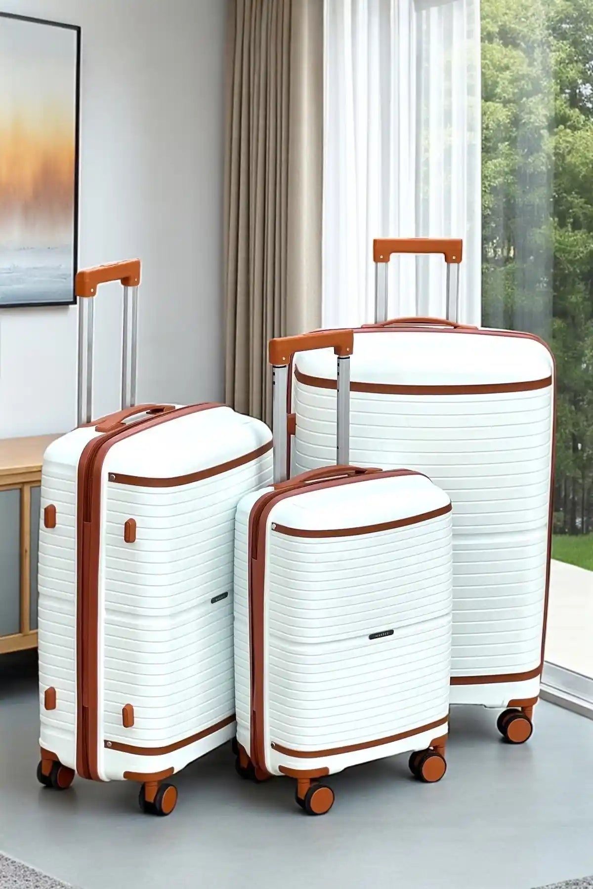 Textured 3 Pcs Set Hard Side Luggage Unbreakable PP Suitcase with Spinner Wheels