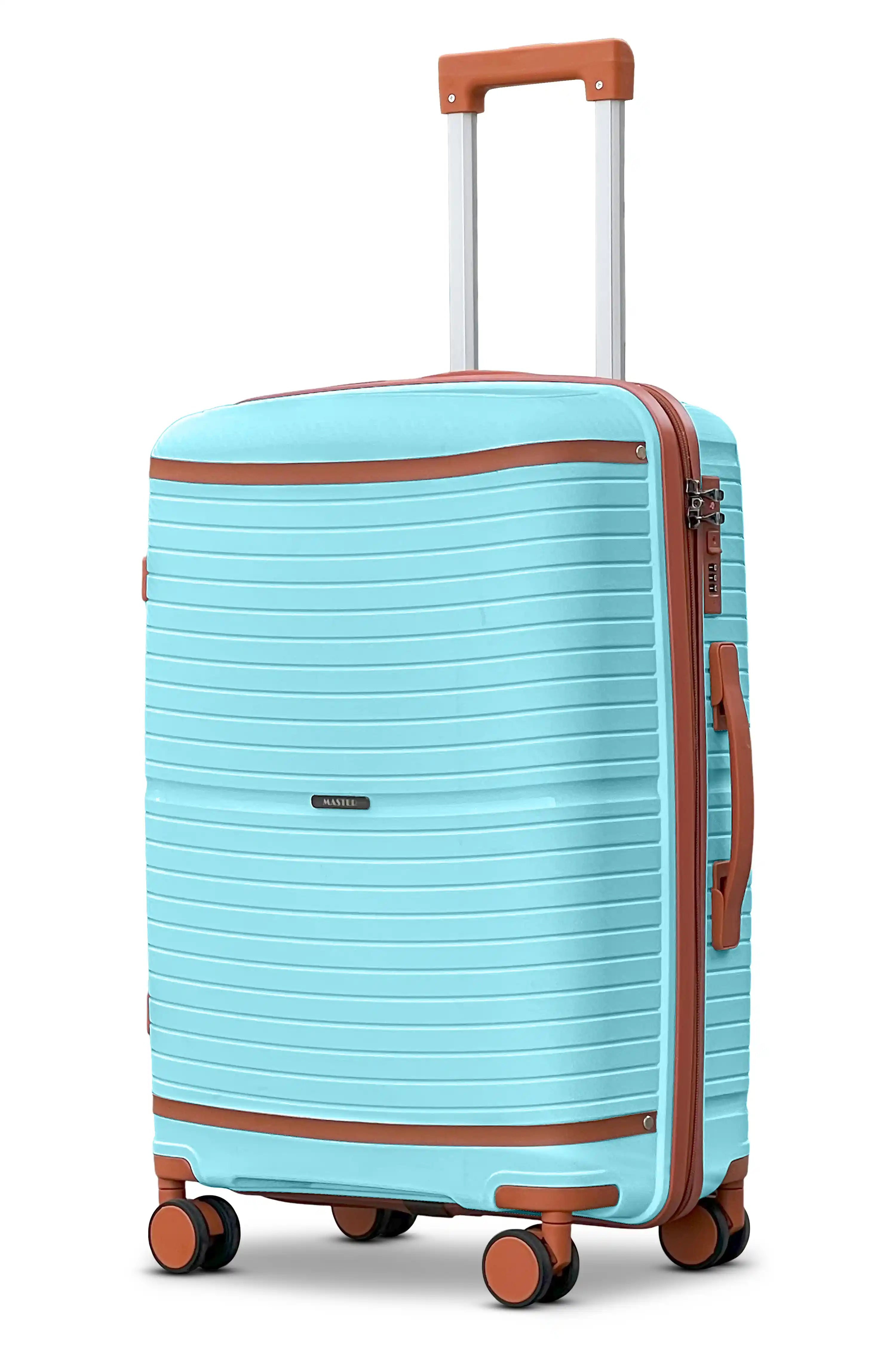 24 Inch Textured PP Expandable Medium Checked Luggage | Unbreakable Polypropylene Suitcase with Spinner Wheels