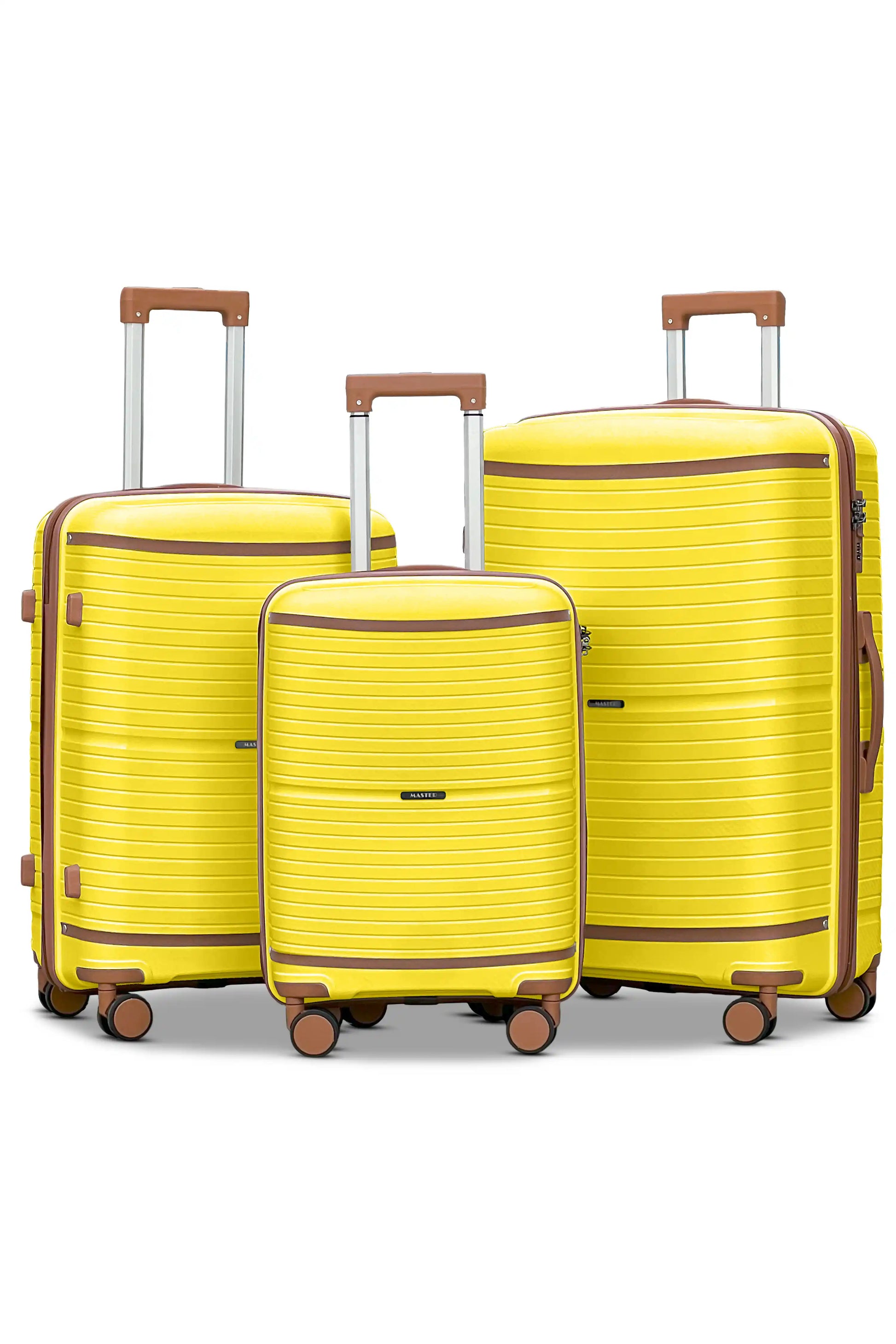 Textured Rigid Suitcase Textured PP Expandable Hard Side Luggage Set with Spinner Wheels ...