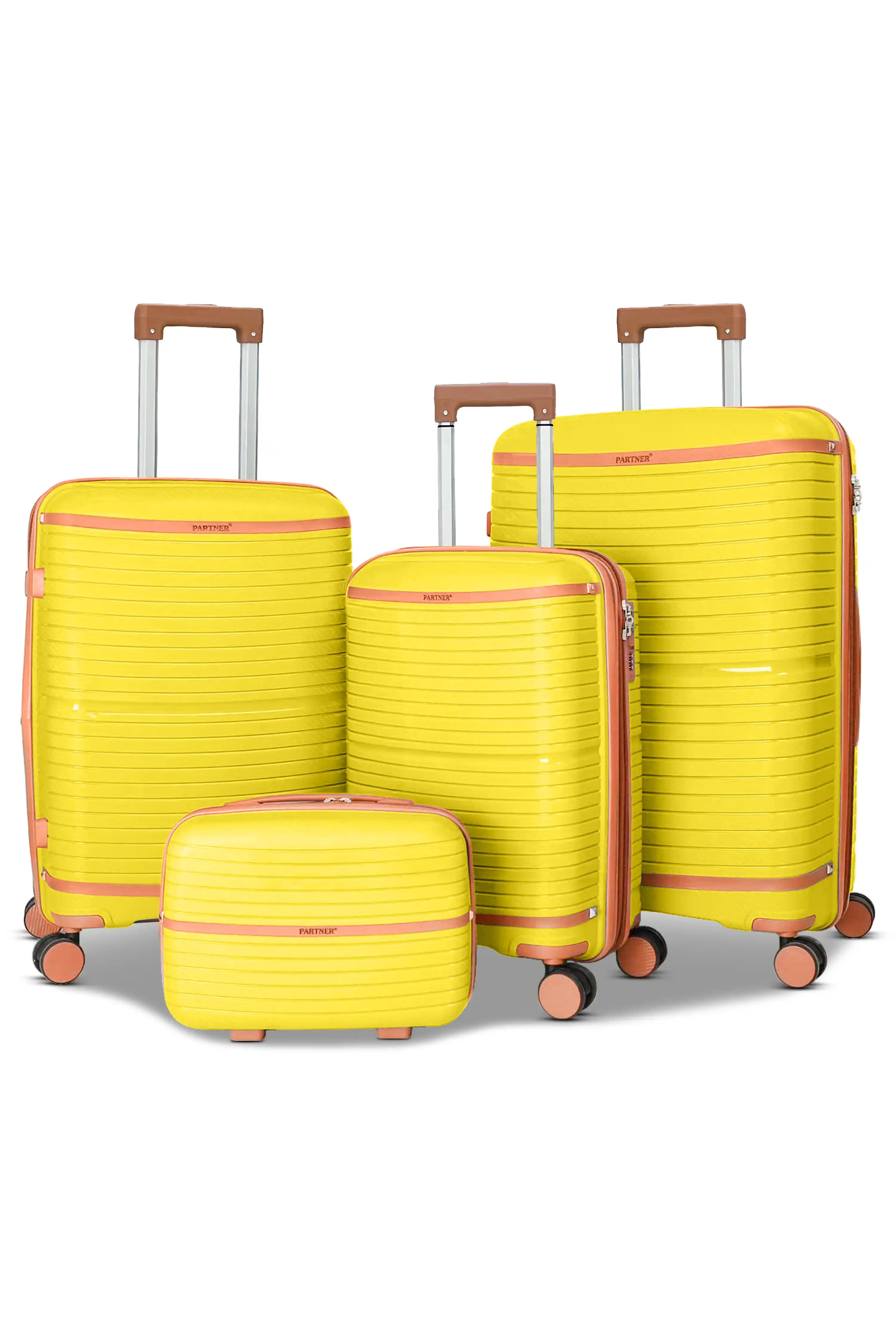 Textured PP Expandable Hard Side Luggage Set | Unbreakable Polypropylene Suitcase with Spinner Wheels