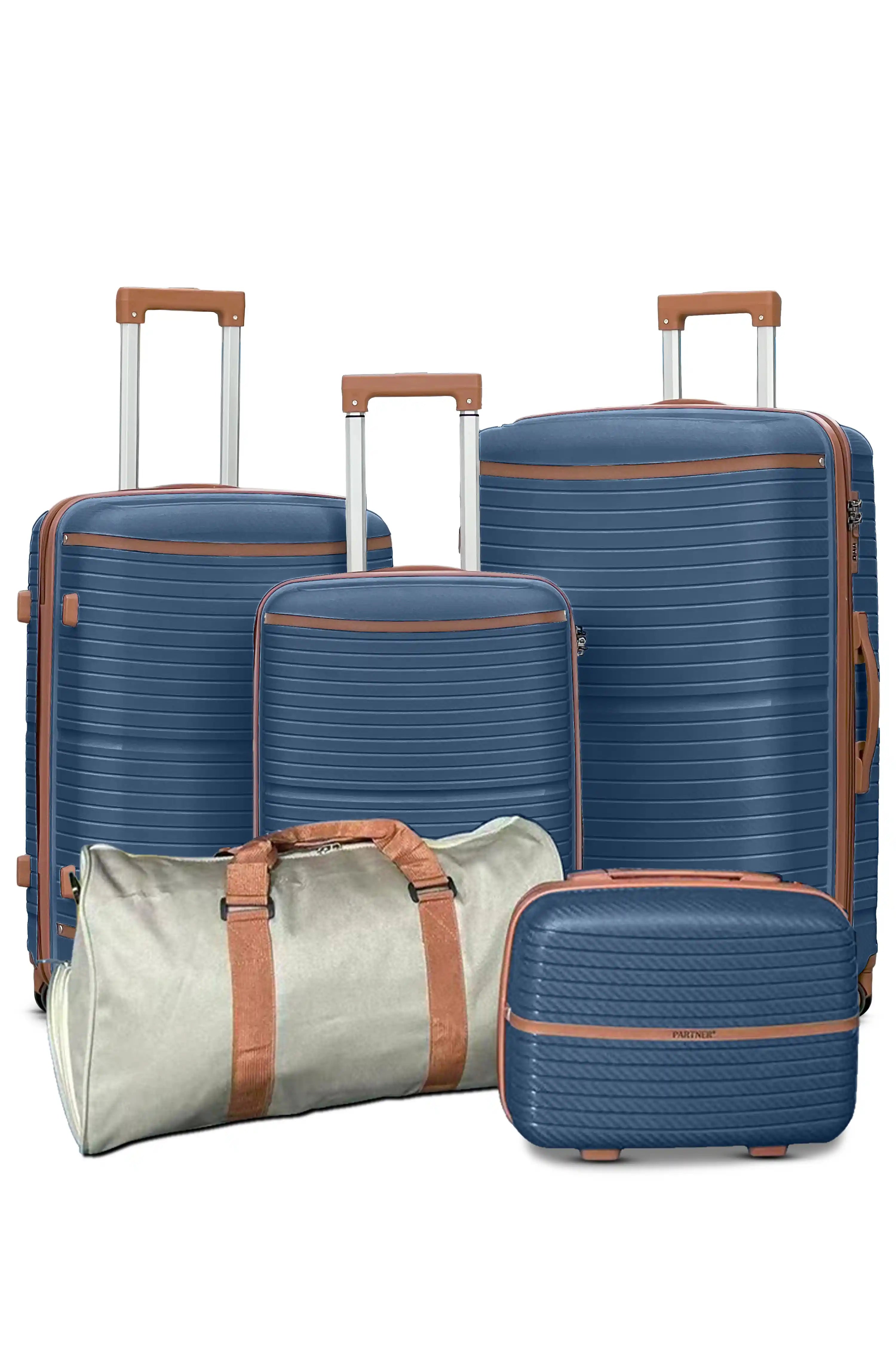 Textured PP Expandable Hard Side Luggage Set | Unbreakable Polypropylene Suitcase with Spinner Wheels