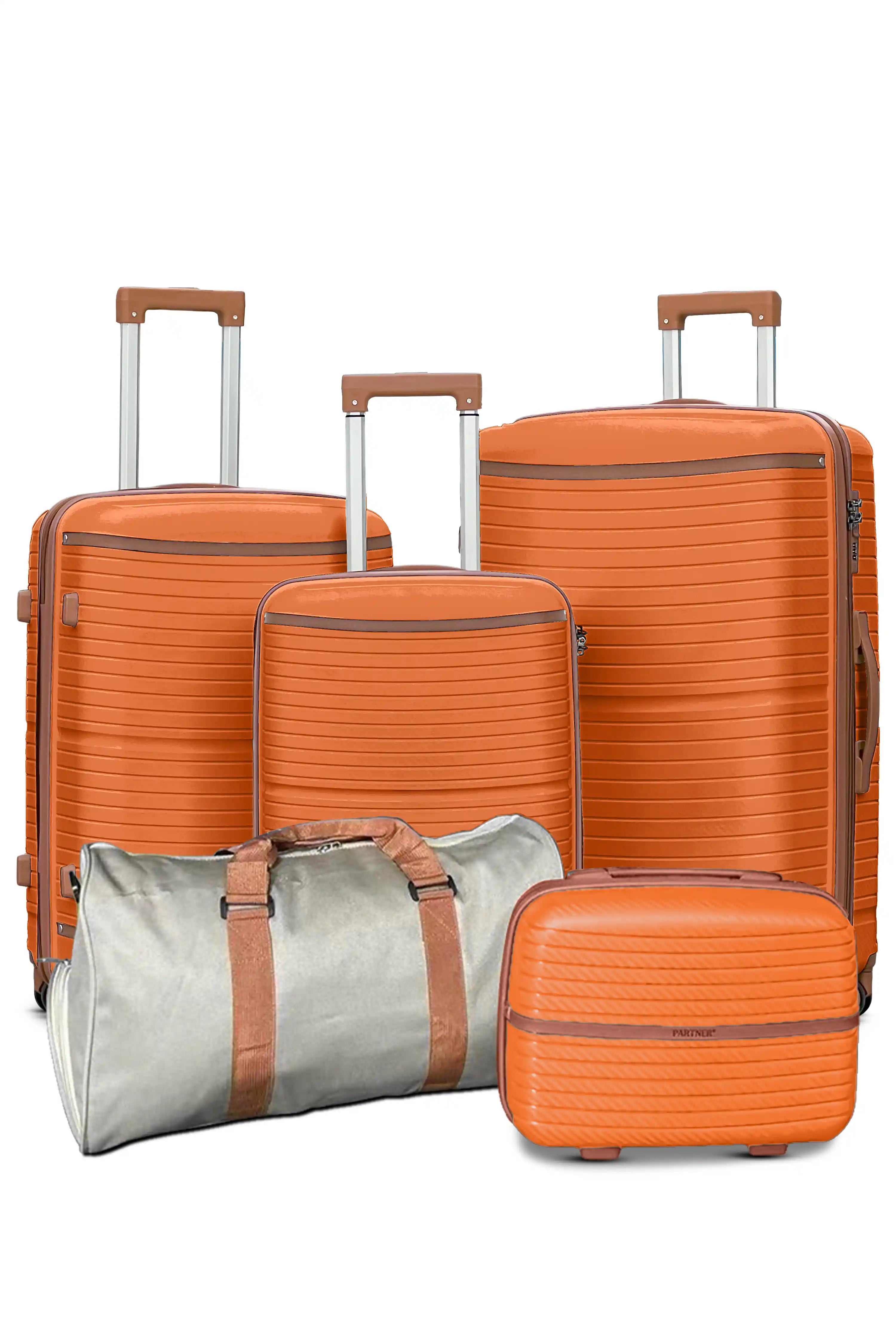 Textured PP Expandable Hard Side Luggage Set | Unbreakable Polypropylene Suitcase with Spinner Wheels