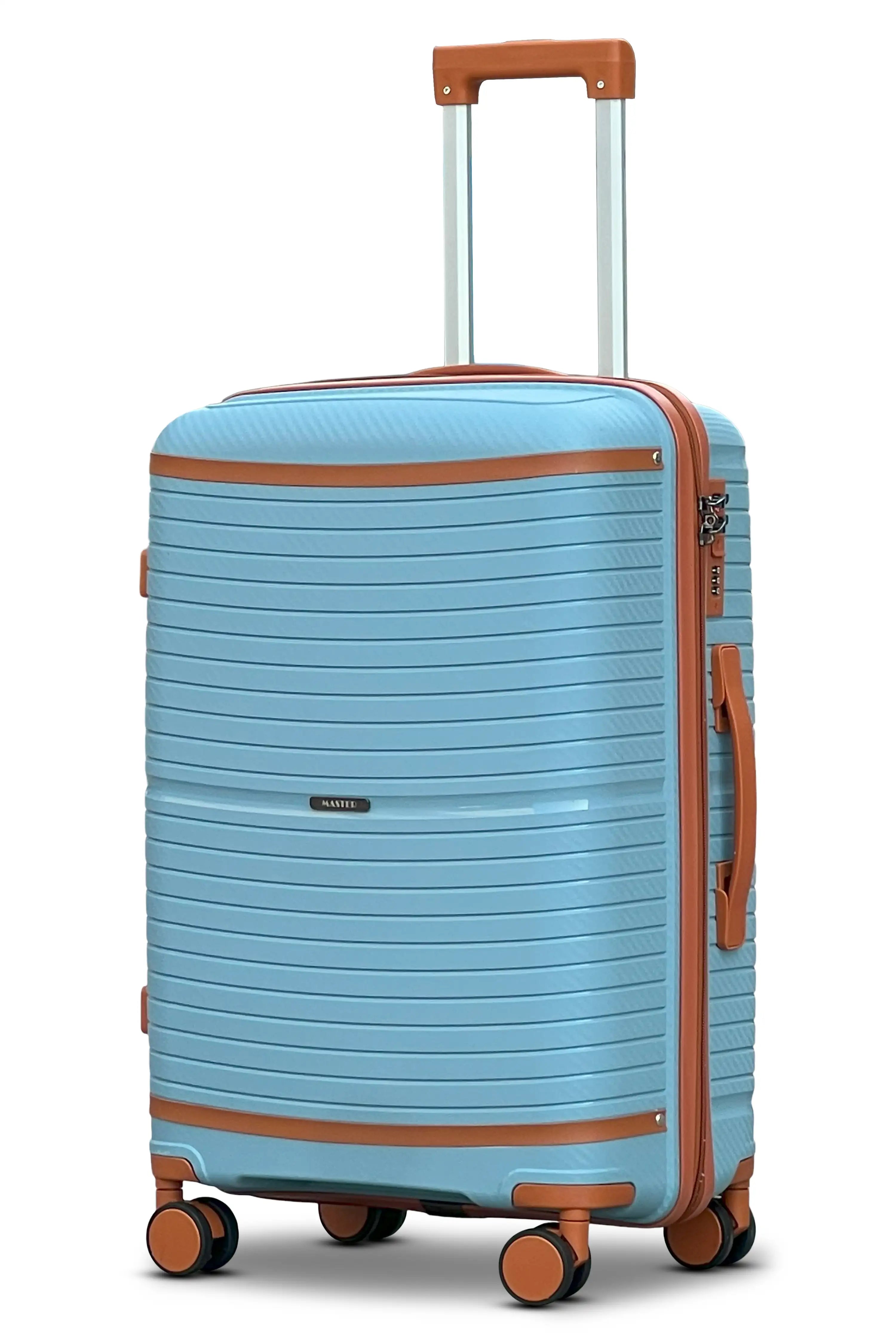 24 Inch Textured Hard Side Medium Checked Luggage Unbreakable PP Suitcase with Spinner Wheels
