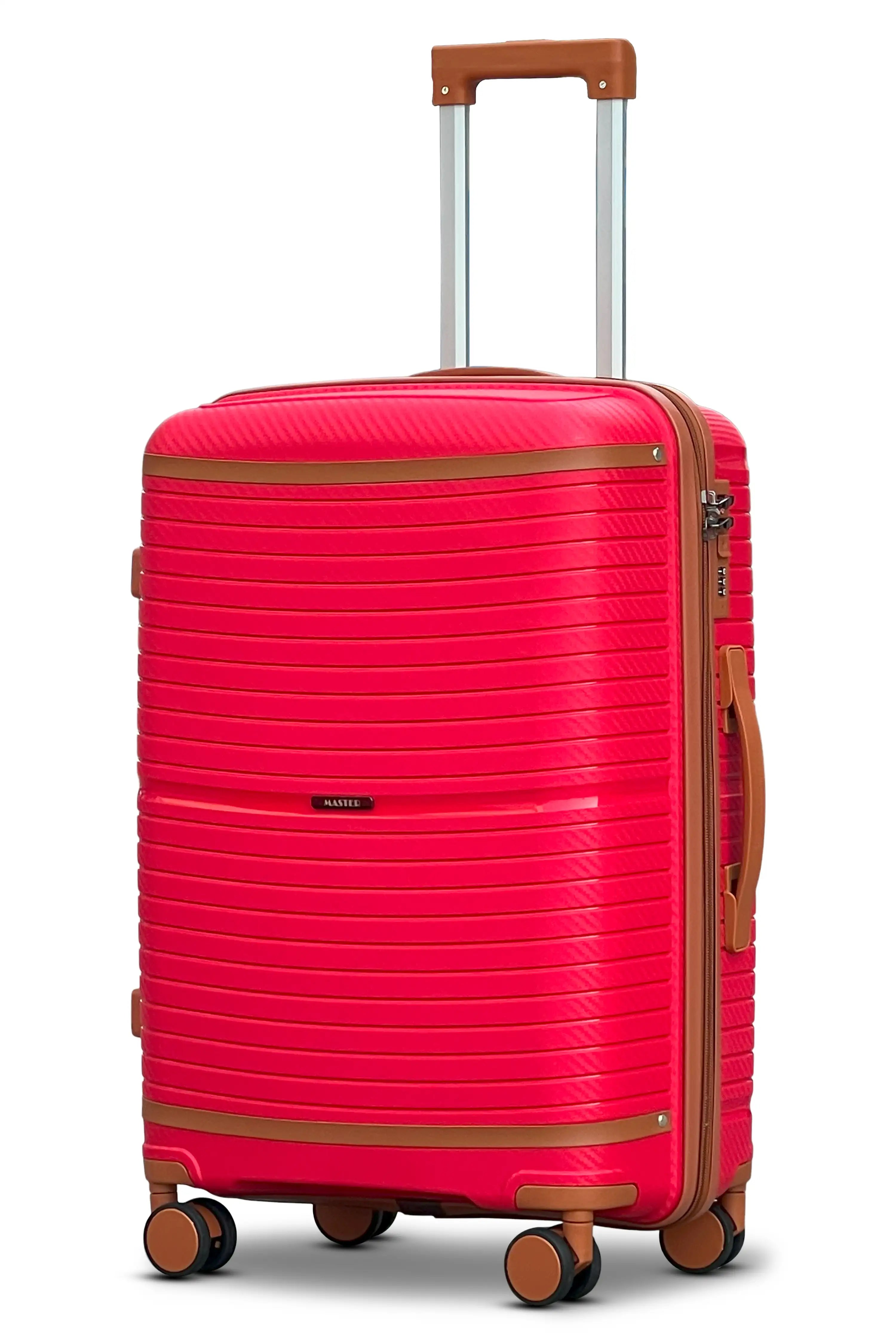 Textured 3 Pcs Set Hard Side Luggage Unbreakable PP Suitcase with Spinner Wheels