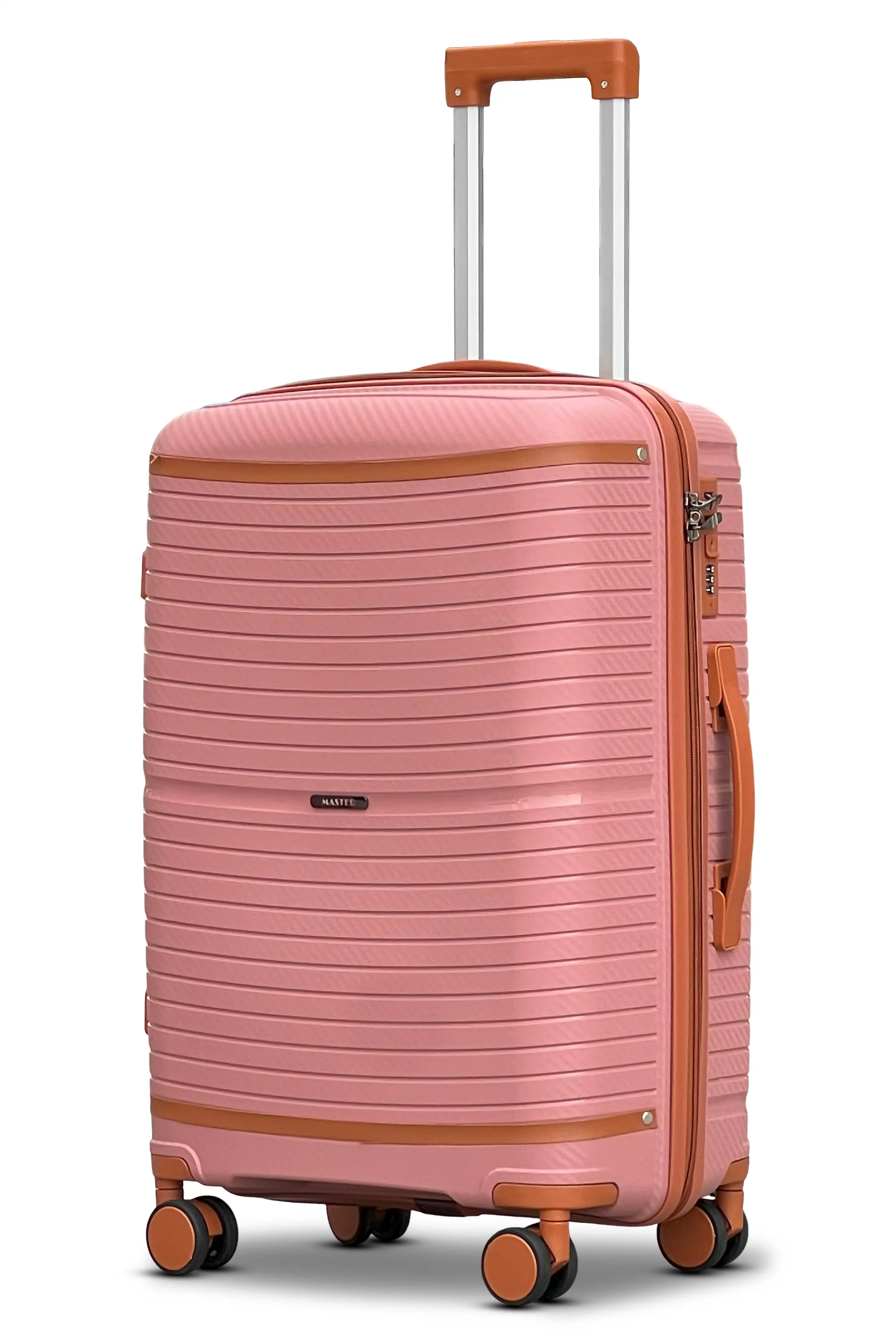 Textured 3 Pcs Set Hard Side Luggage Unbreakable PP Suitcase with Spinner Wheels