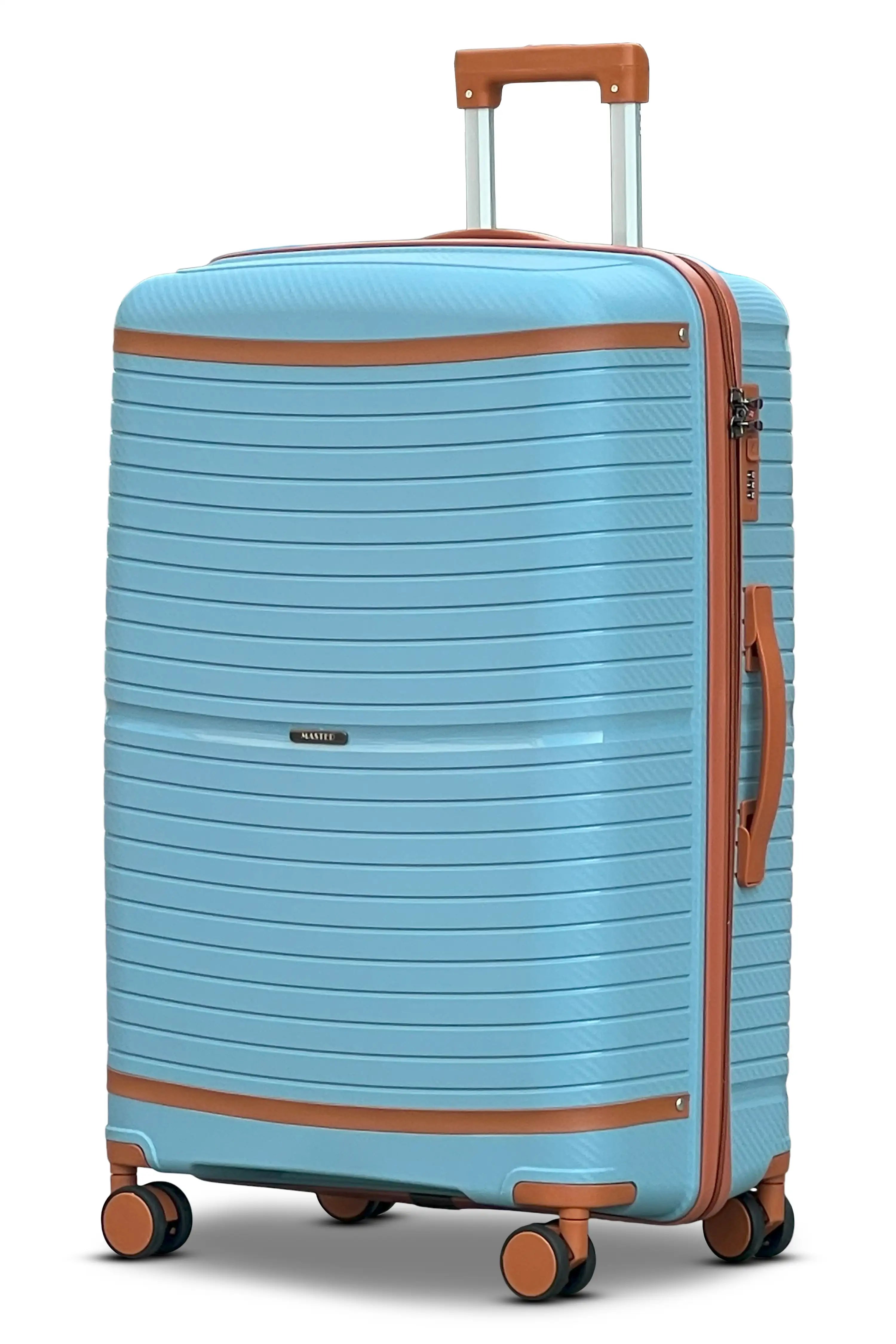 Textured 3 Pcs Set Hard Side Luggage Unbreakable PP Suitcase with Spinner Wheels