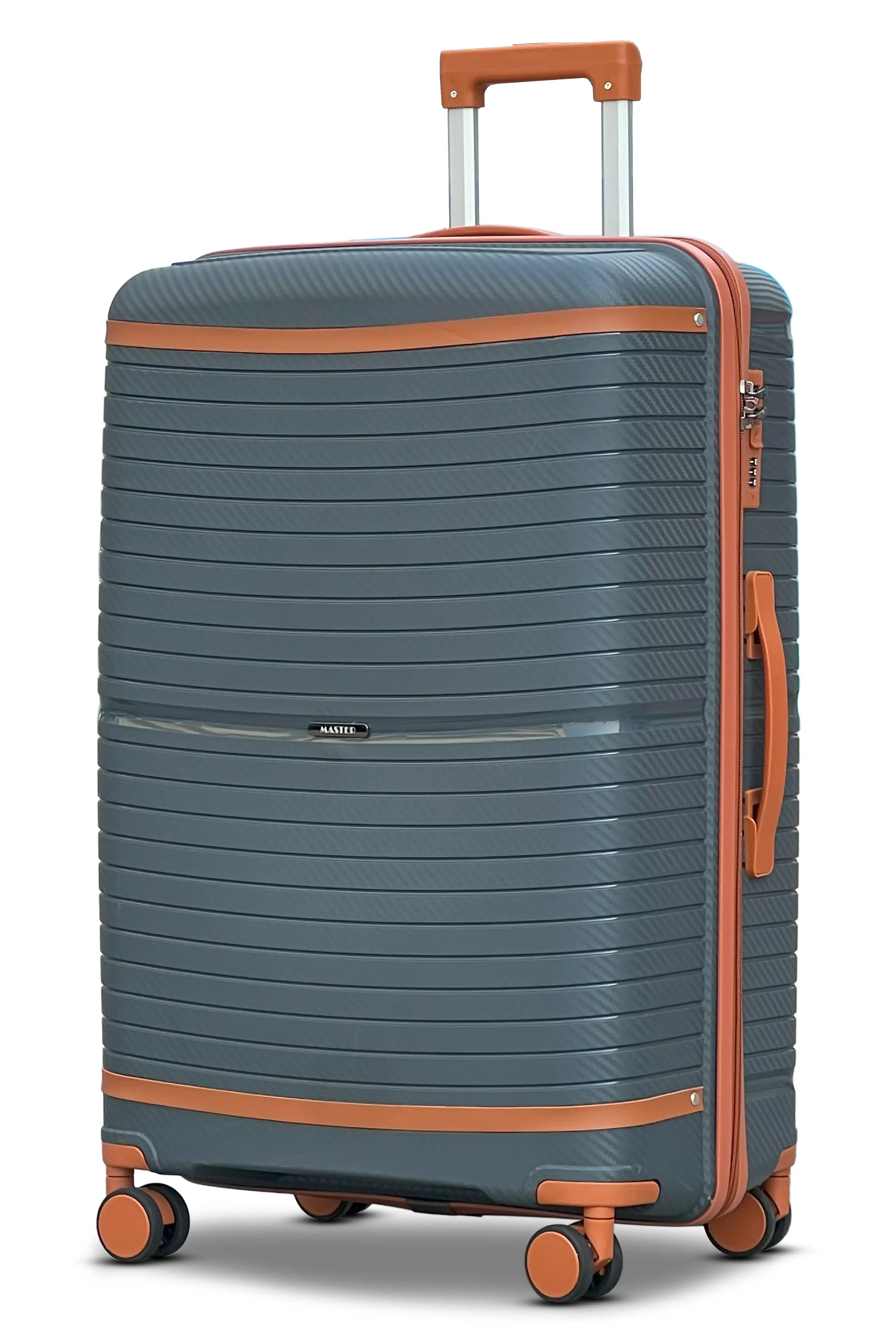 Textured 3 Pcs Set Hard Side Luggage Unbreakable PP Suitcase with Spinner Wheels