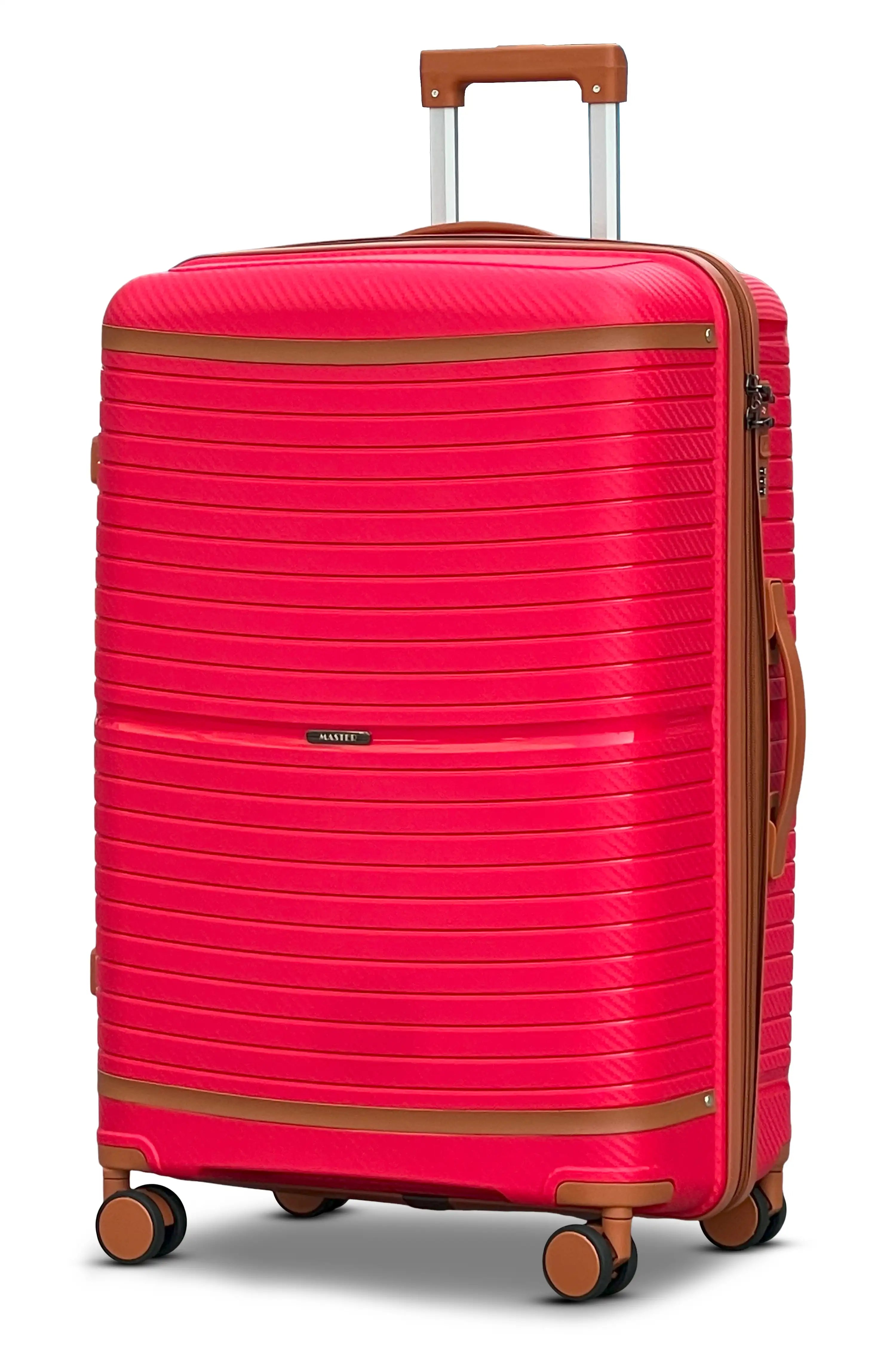 Textured 3 Pcs Set Hard Side Luggage Unbreakable PP Suitcase with Spinner Wheels